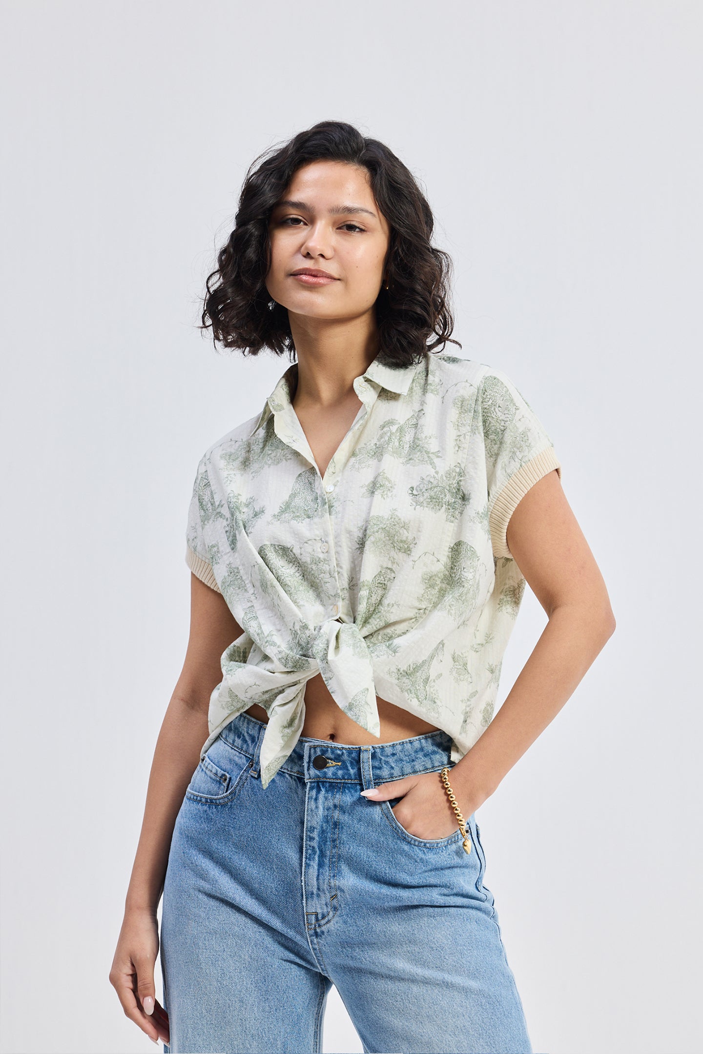 Relaxed-fit Button-down Shirt in Animal print