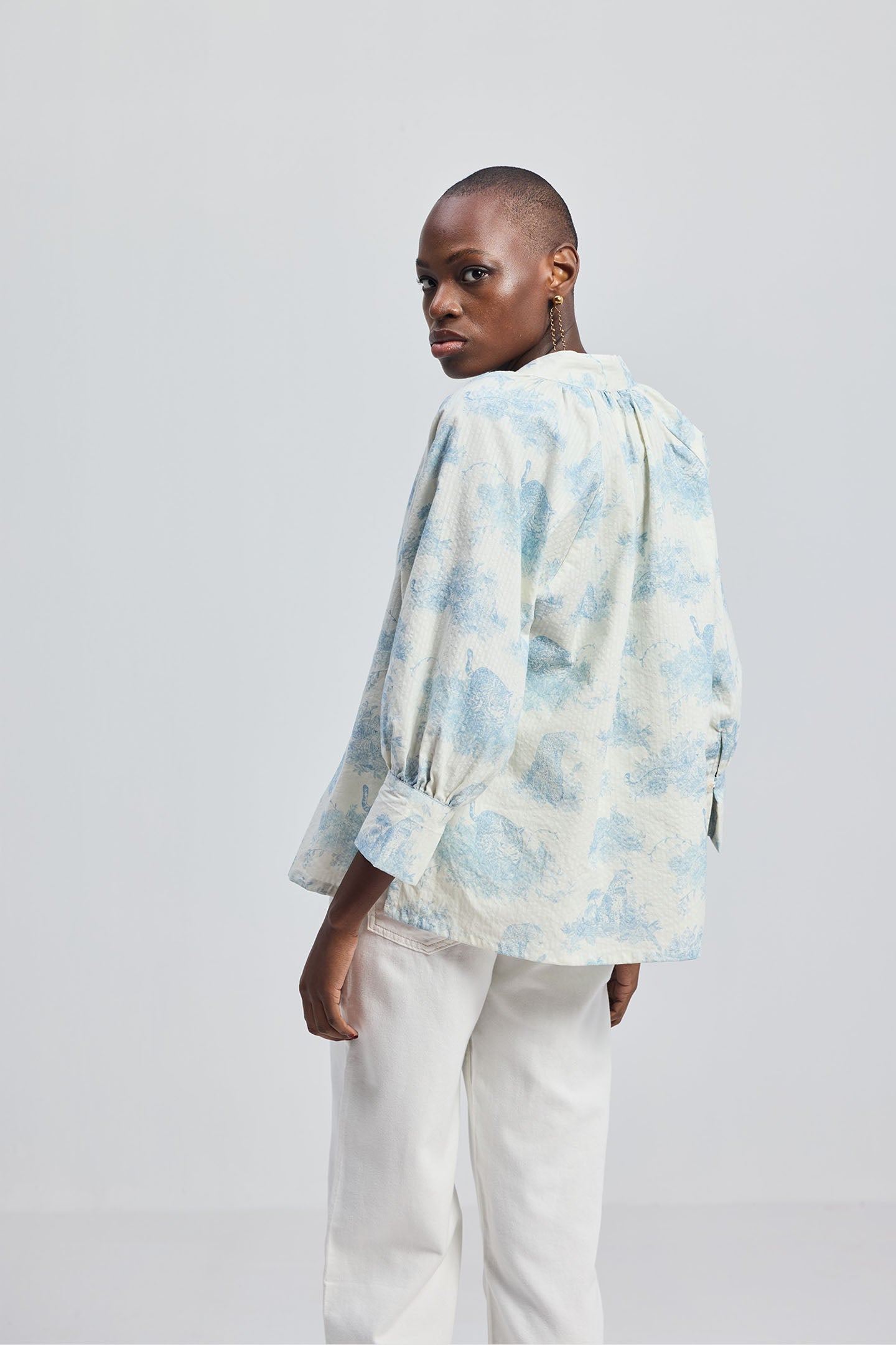 Relaxed-fit Shirt with Drawstring in Animal Print