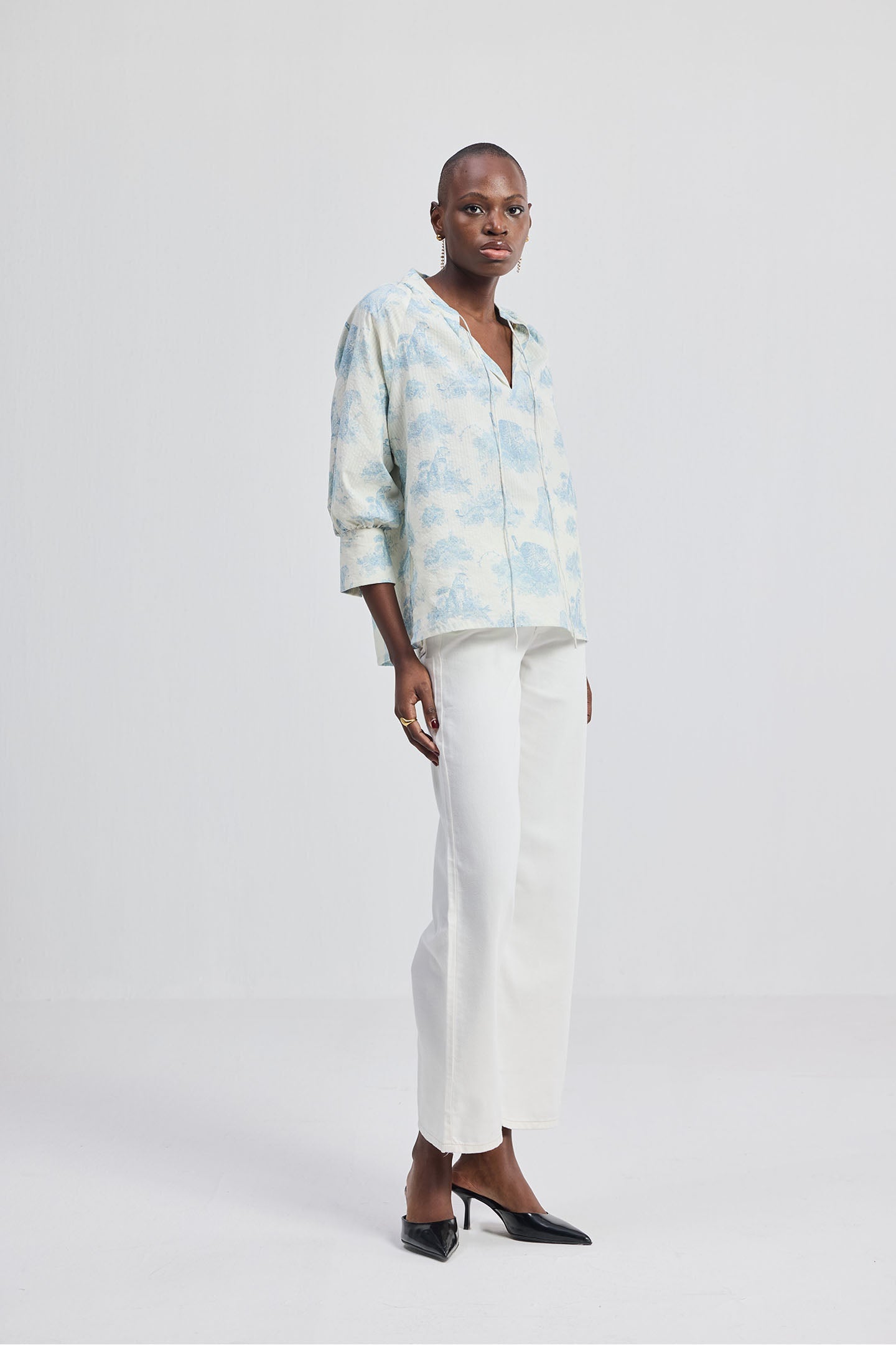 Relaxed-fit Shirt with Drawstring in Animal Print