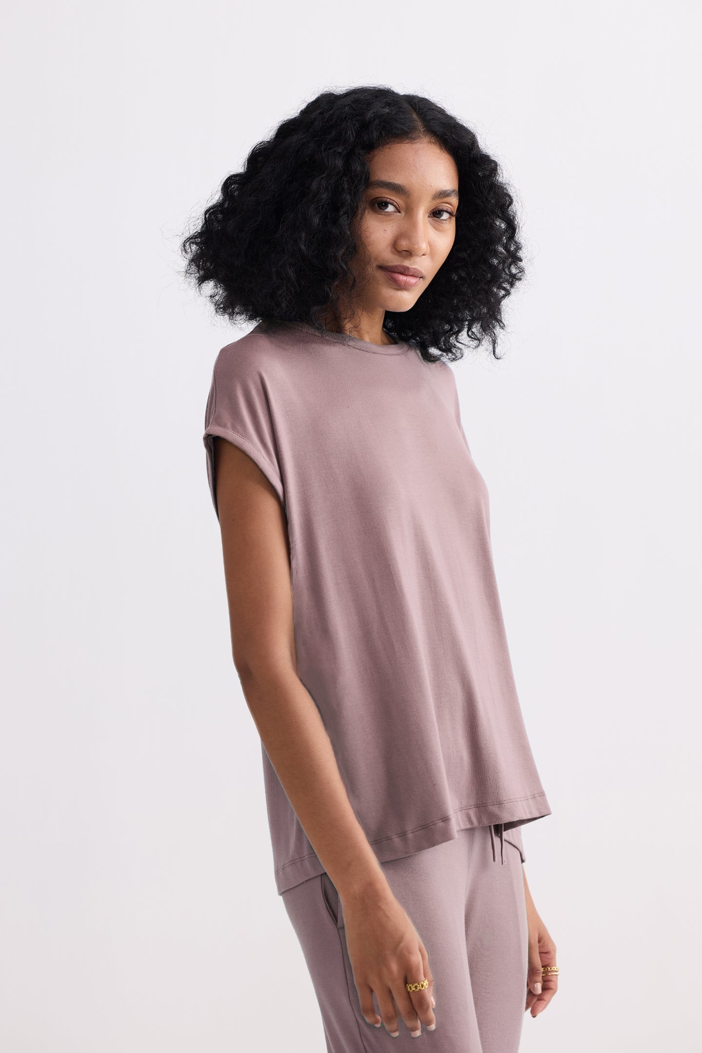 Relaxed Tee Set in Dusty Rose