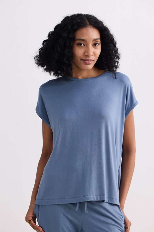 Relaxed Tee in Blue Front
