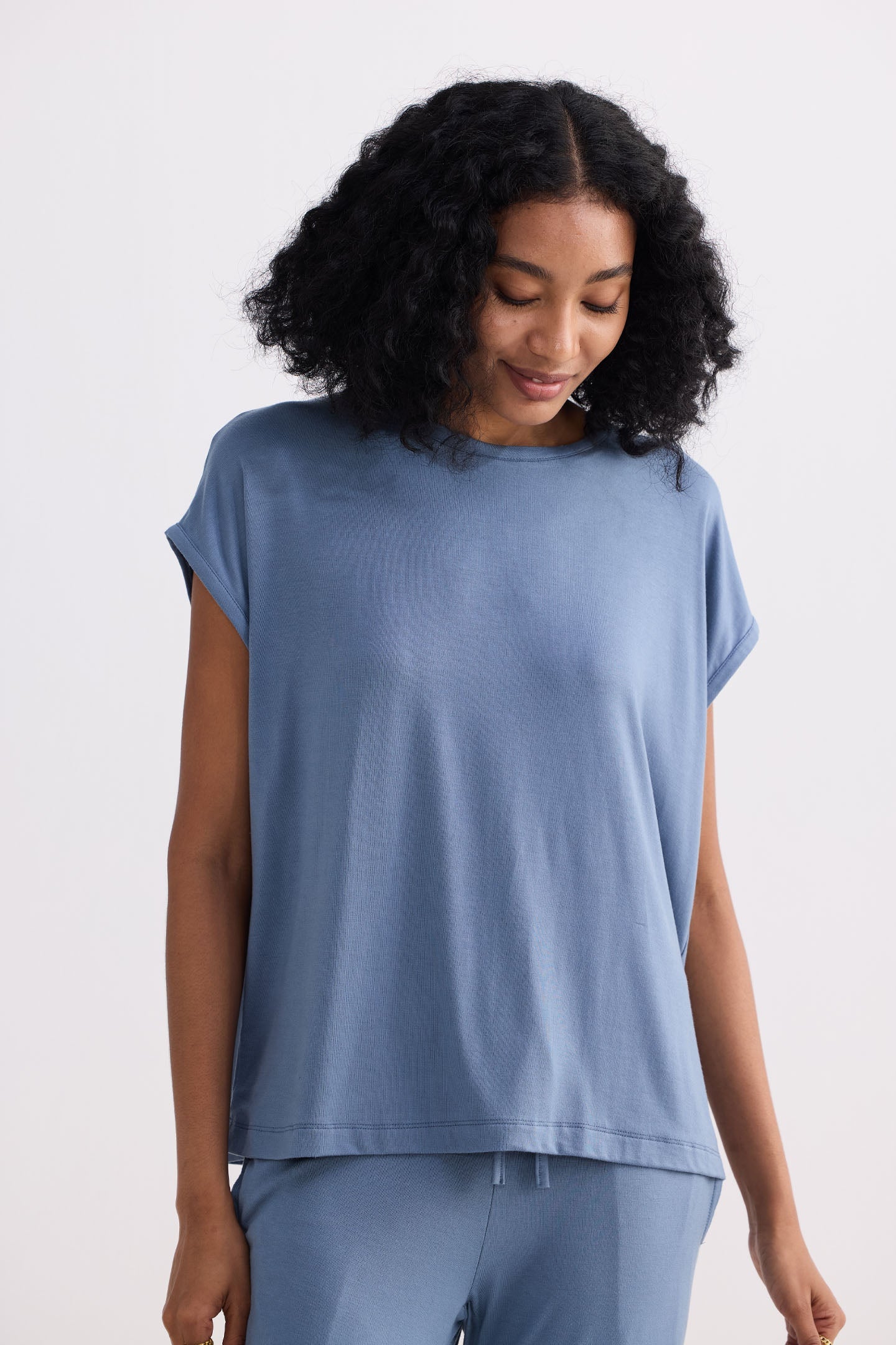 Relaxed Tee in Blue Closeup