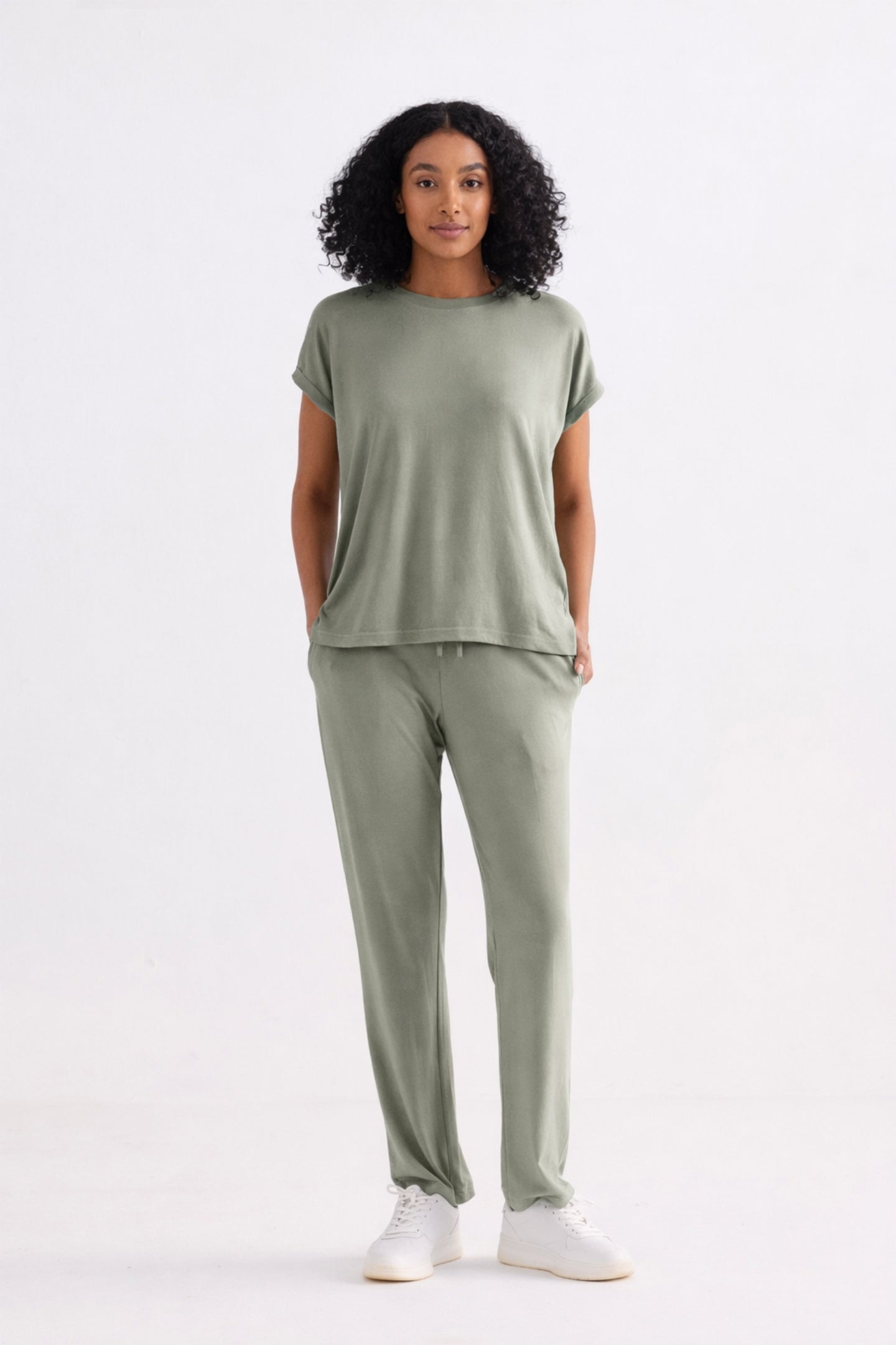 Relaxed Tee Set in Olive
