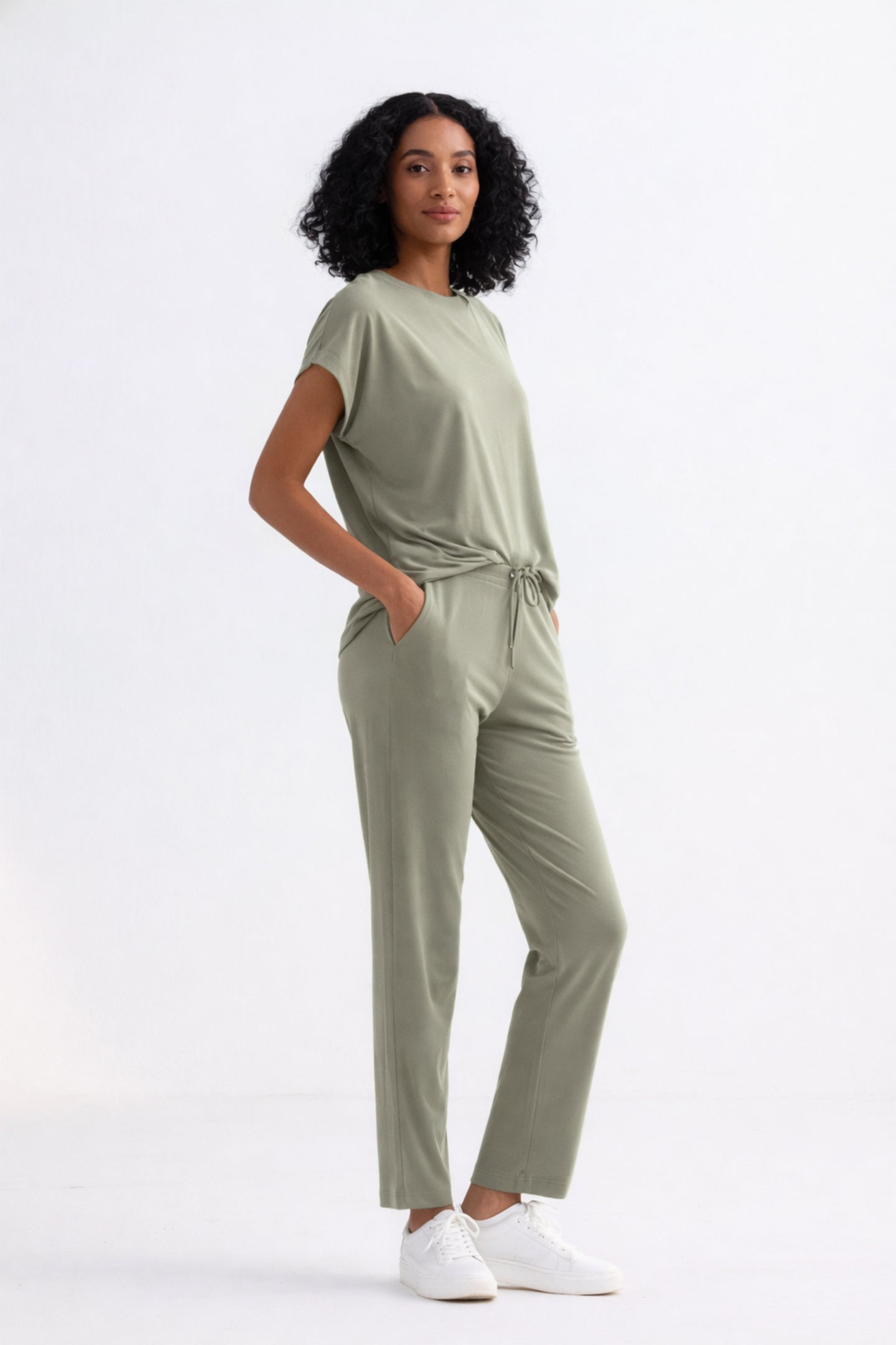 Relaxed Tee Set in Olive