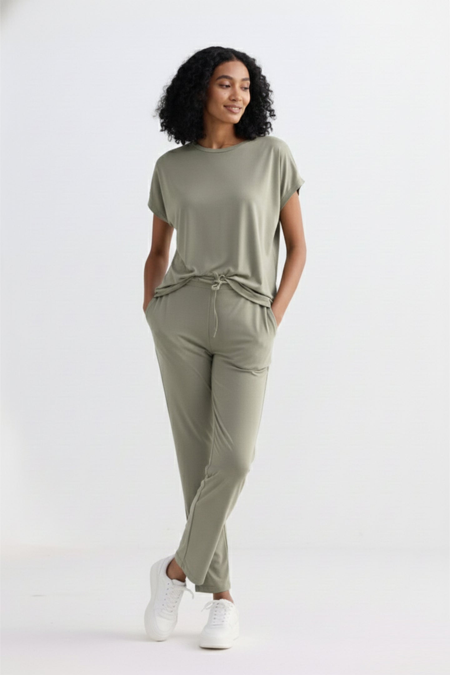 Relaxed Tee Set in Olive