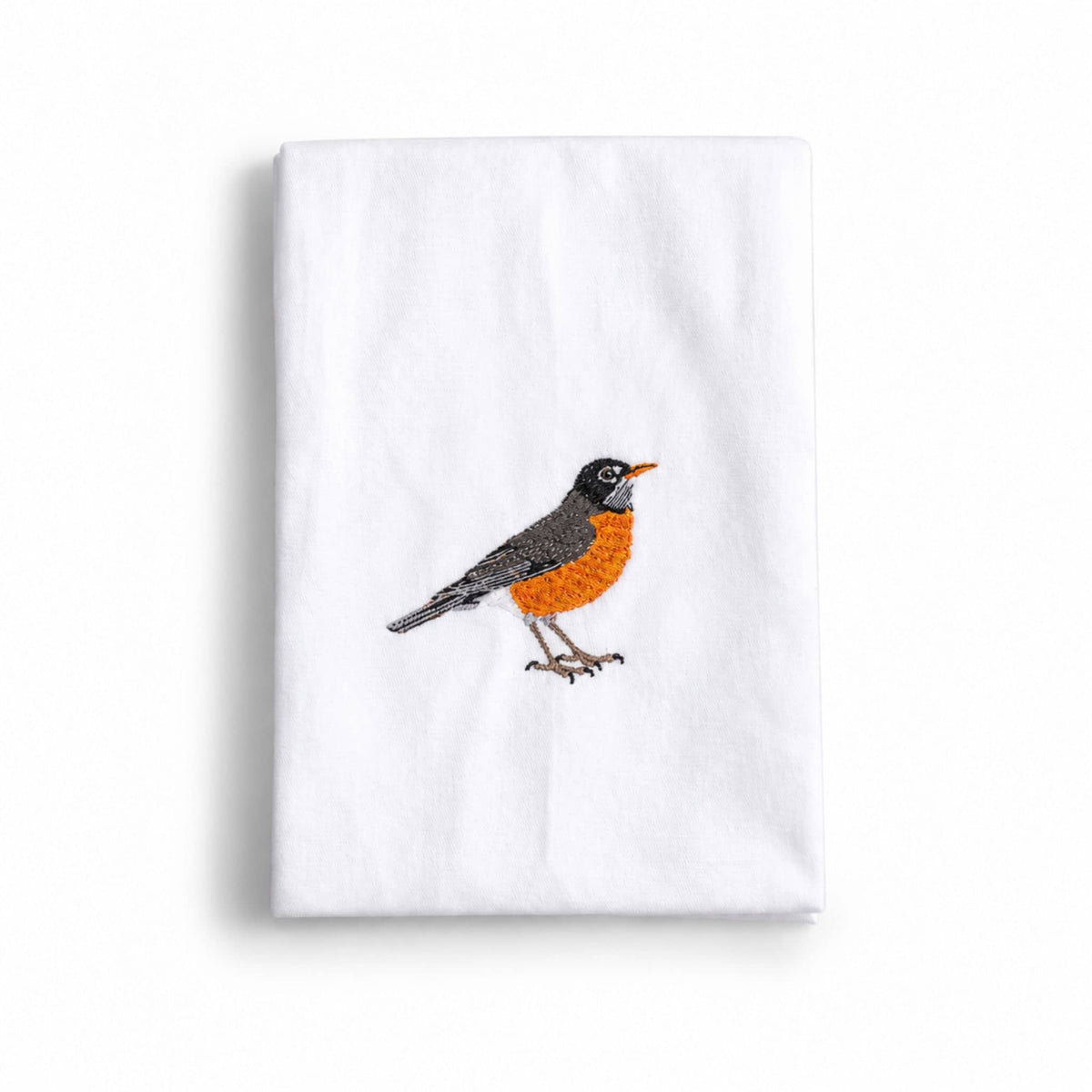 Robin Embroidered Cotton Cloth Napkins, Handmade Set #birds_robin