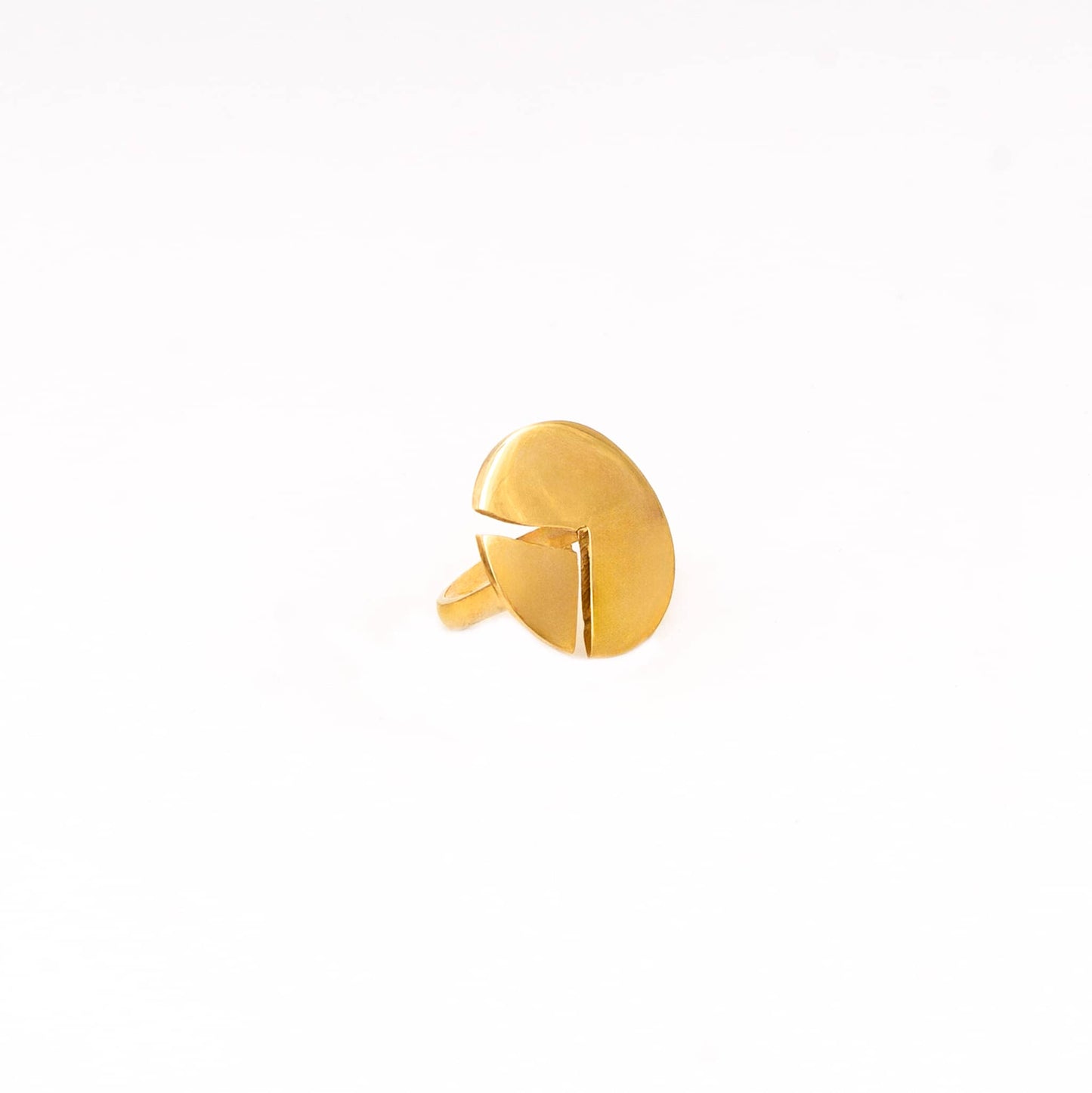 Robo Brass Quarter Moon Adjustable Ring