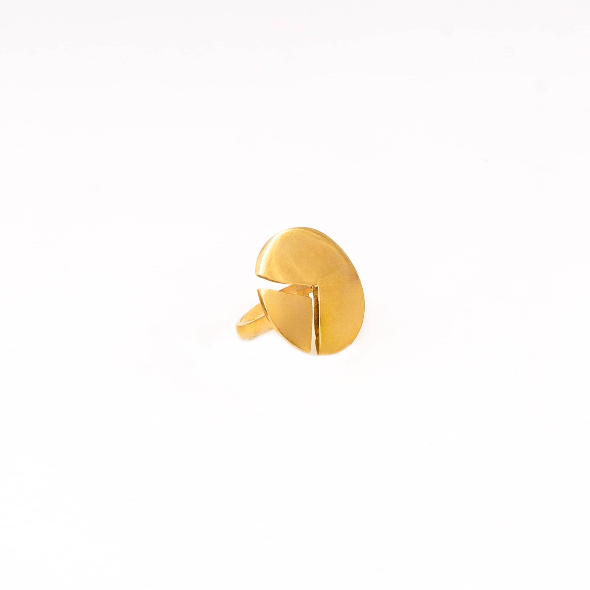Robo Brass Quarter Moon Adjustable Ring