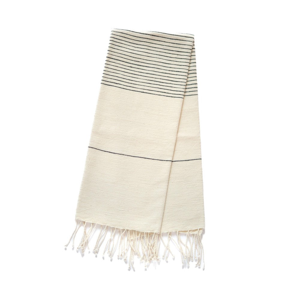 Roha kitchen towel in black flat lay on  white background