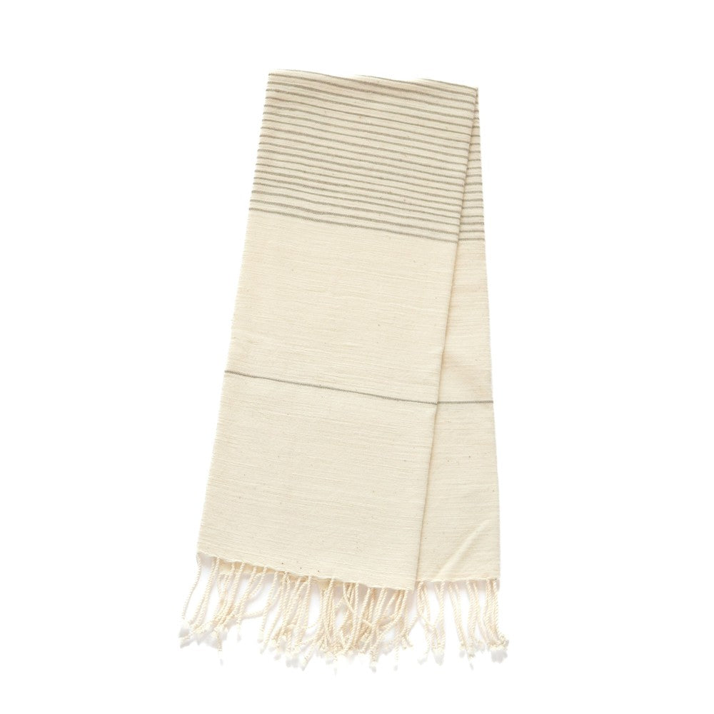 Roha kitchen towel in stone flat lay on  white background