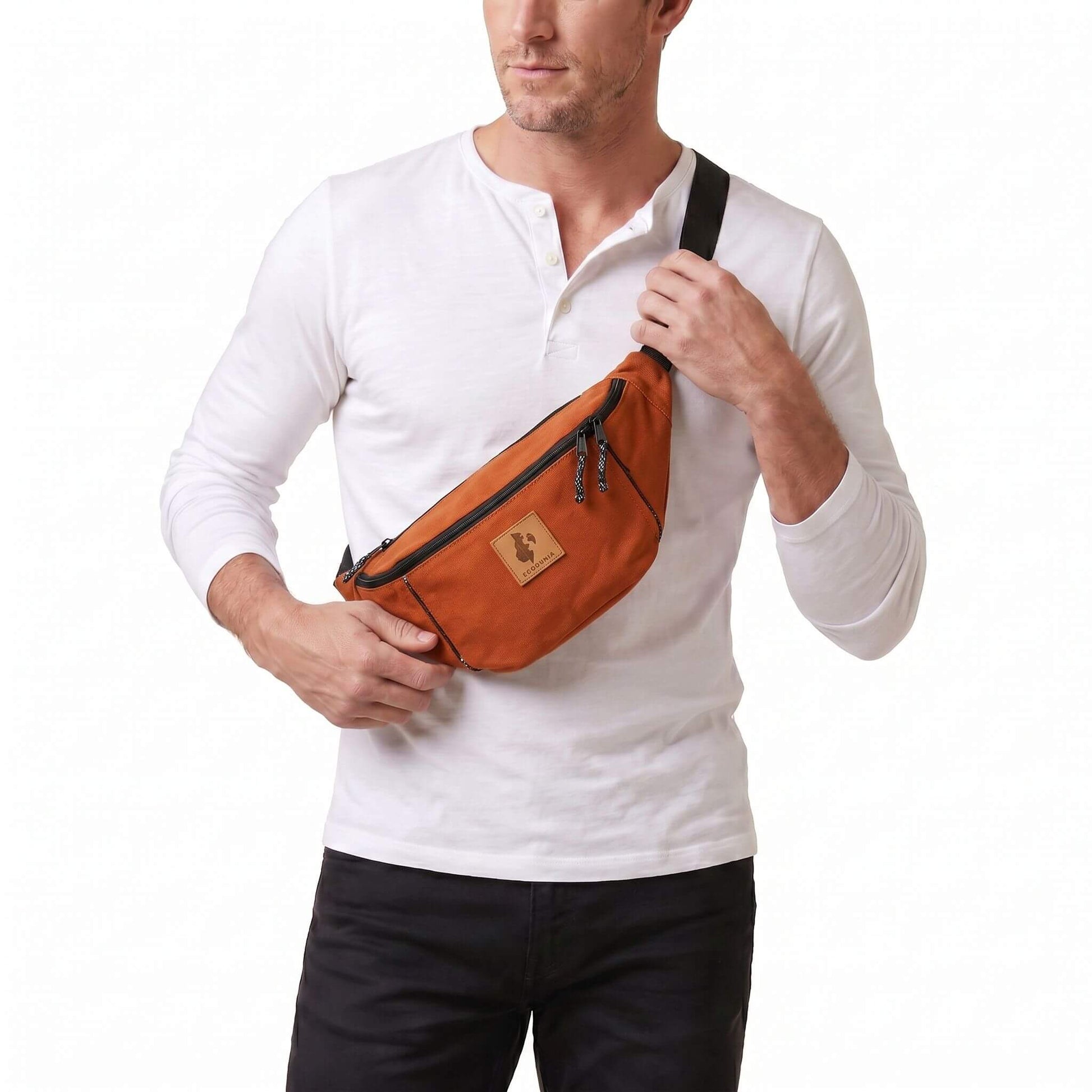 Crossbody Large Fanny Pack -  Canvas Waist Bag #color_rust