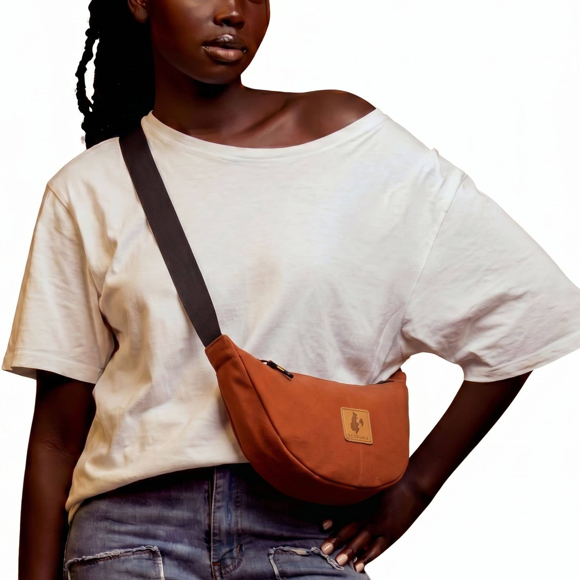 Canvas Forest Green Round Mini Shoulder Bag #color_rust