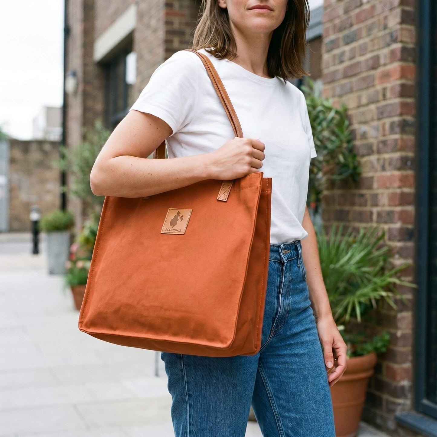 High Quality Canvas Tote Bags for Women  EcoDunia #color_rust