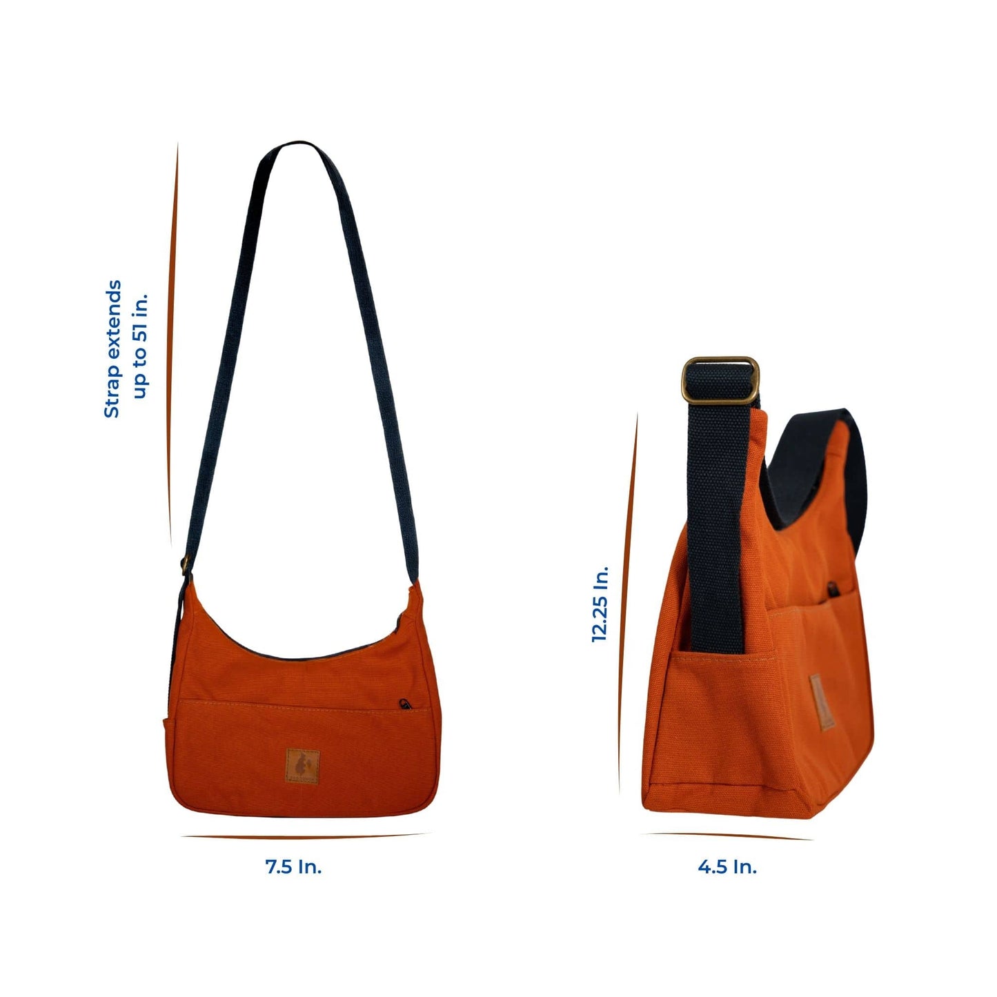 Crossbody Crescent Bag - Canvas Shoulder Bag for Women #color_rust
