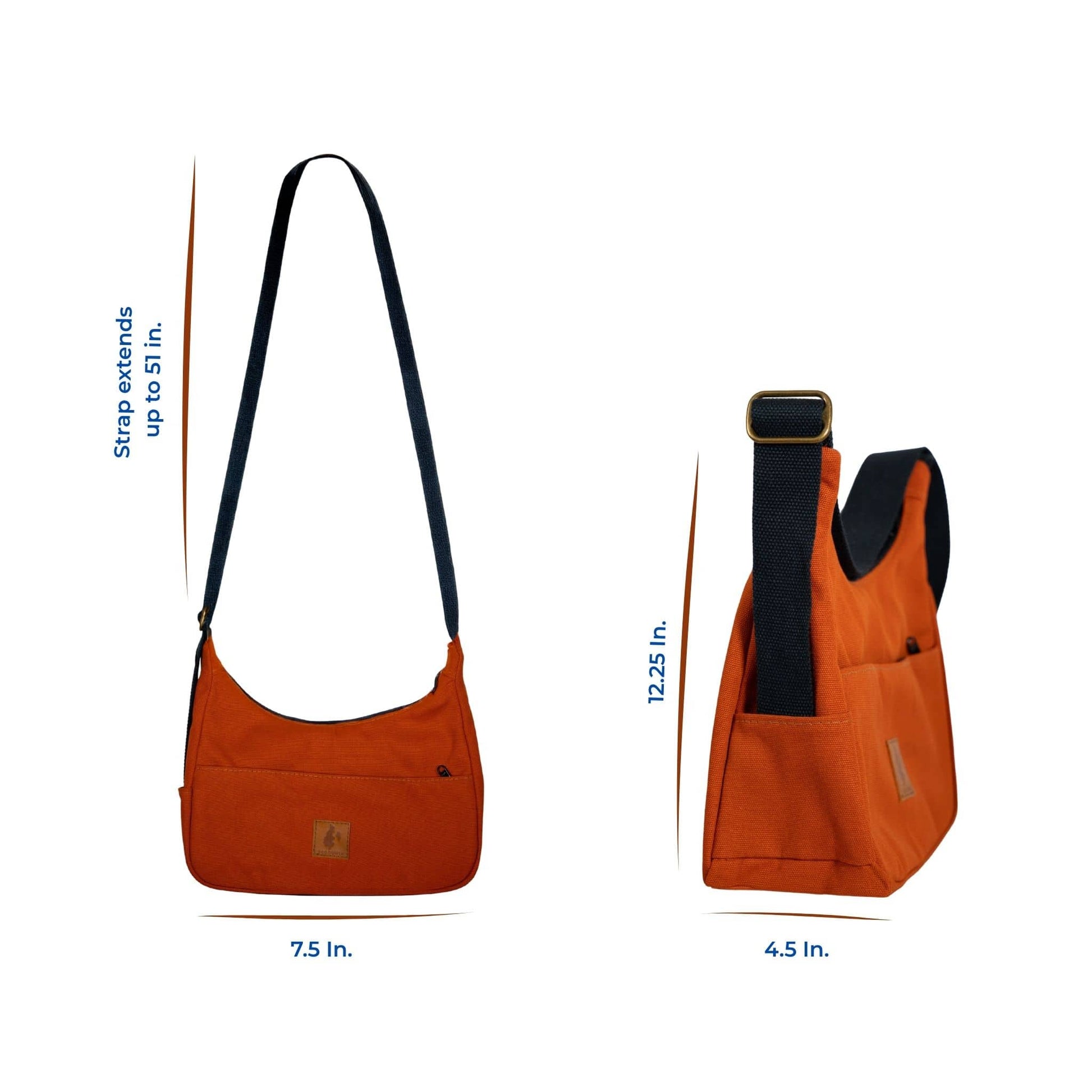 Crossbody Crescent Bag - Canvas Shoulder Bag for Women #color_rust