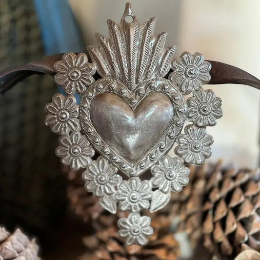 7" x 10.25" Flaming Sacred Heart, Milagro, Flaming Heart