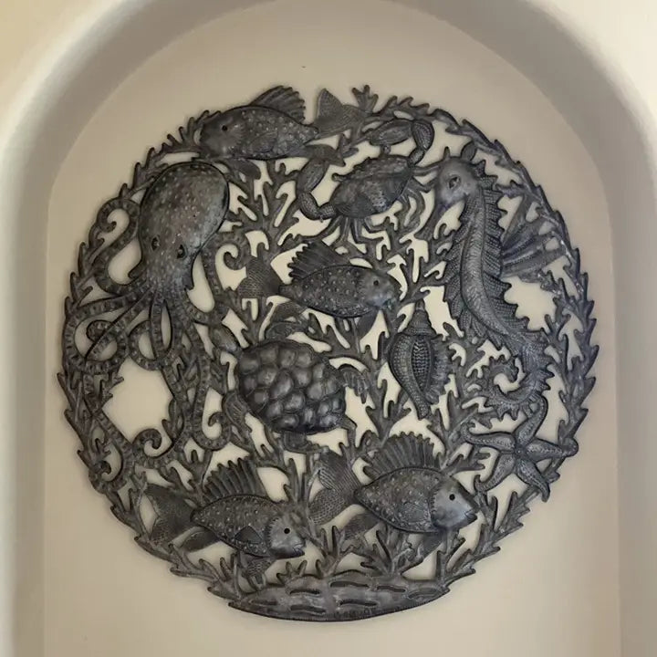 23" Sea Life Beach Theme, Haitian Metal, Fair Trade Recycled