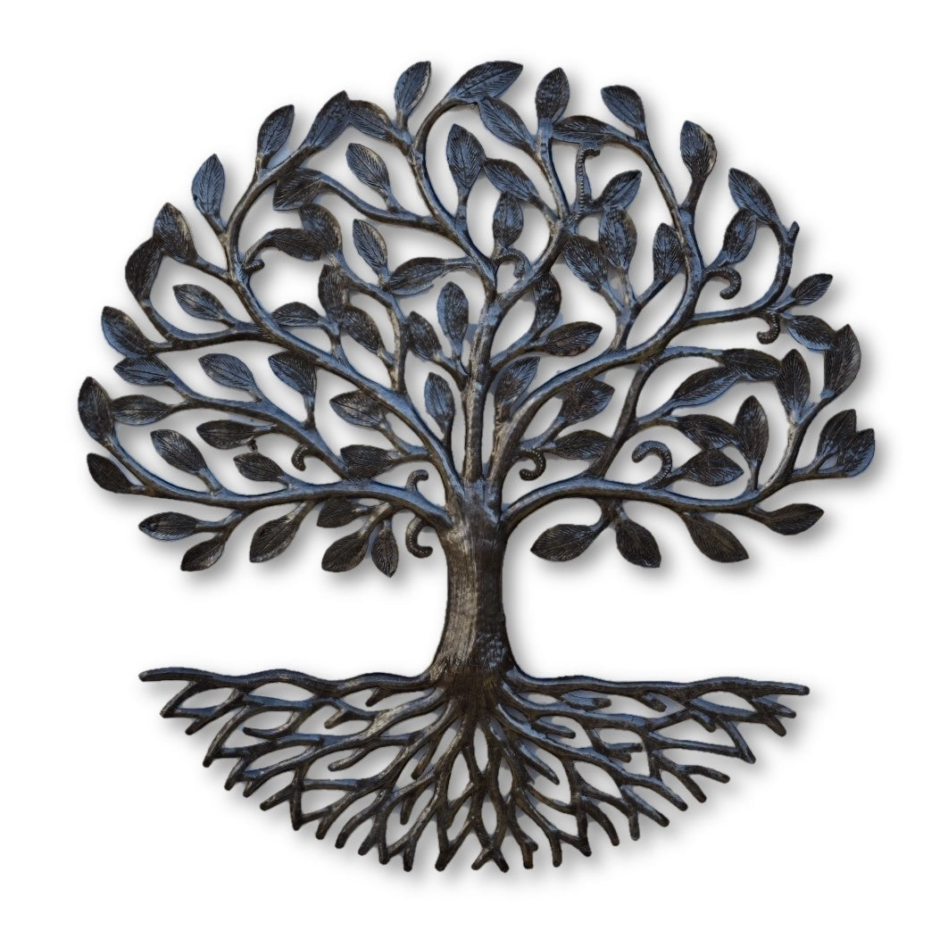 Organic Tree of Life with Roots, Haitian Wall Art 17"