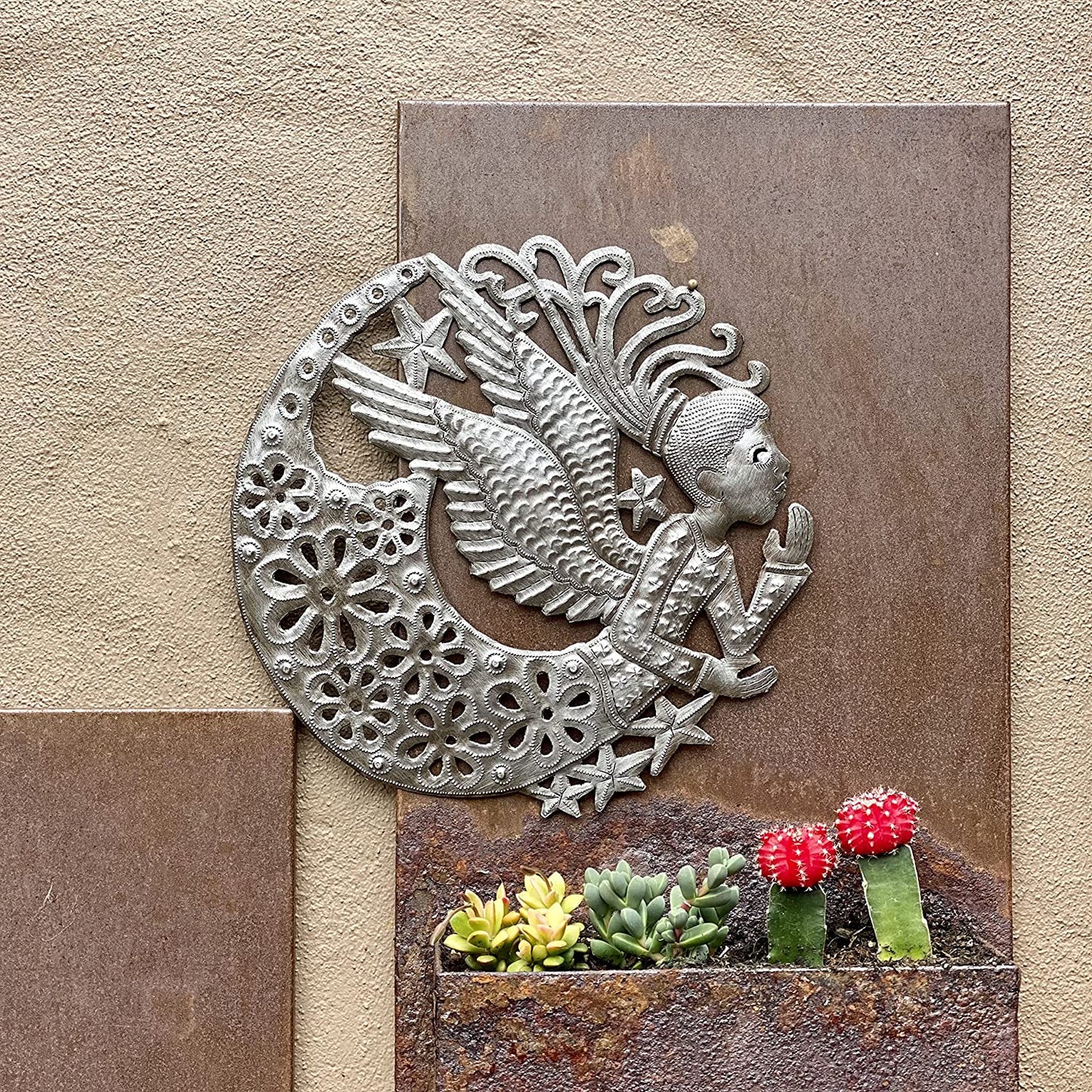 11" Angel Garden Art, Handmade Fair Trade, Wall Decor