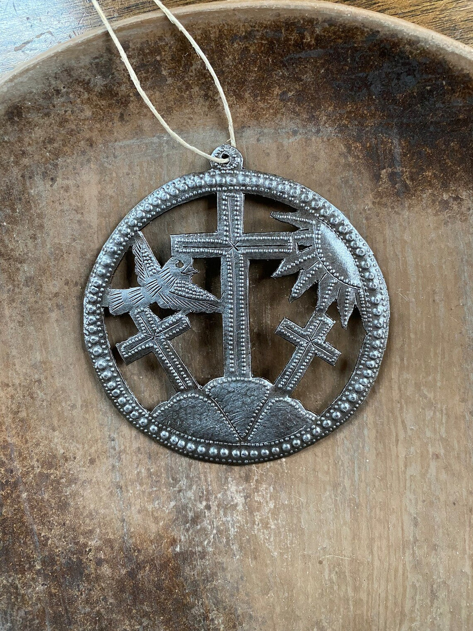 Three crosses on Calvary's hill Ornament Cross, Haitian Art