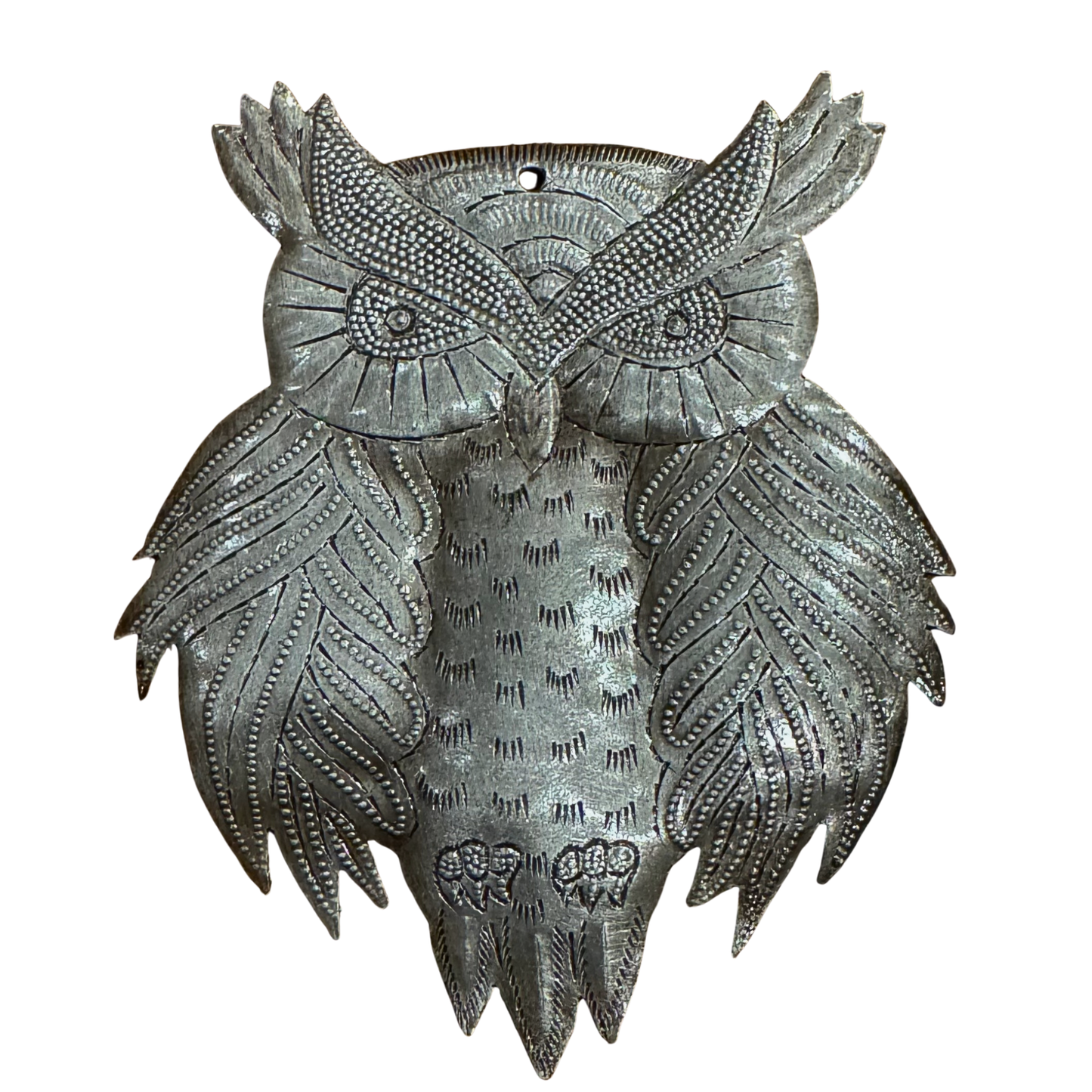 Mini Metal Owl from Haiti, Handmae  Fair Trade Gift 4"x5"