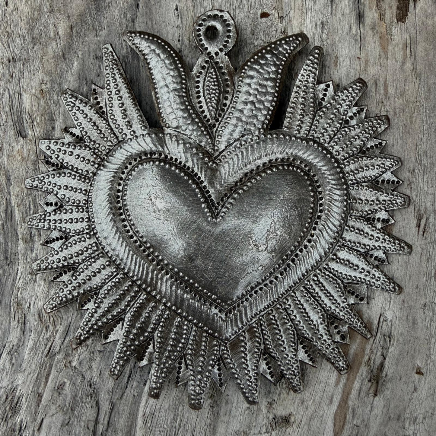 Haitian Metal Sacred Heart Wall Art Hand Chiseled Fair Trade