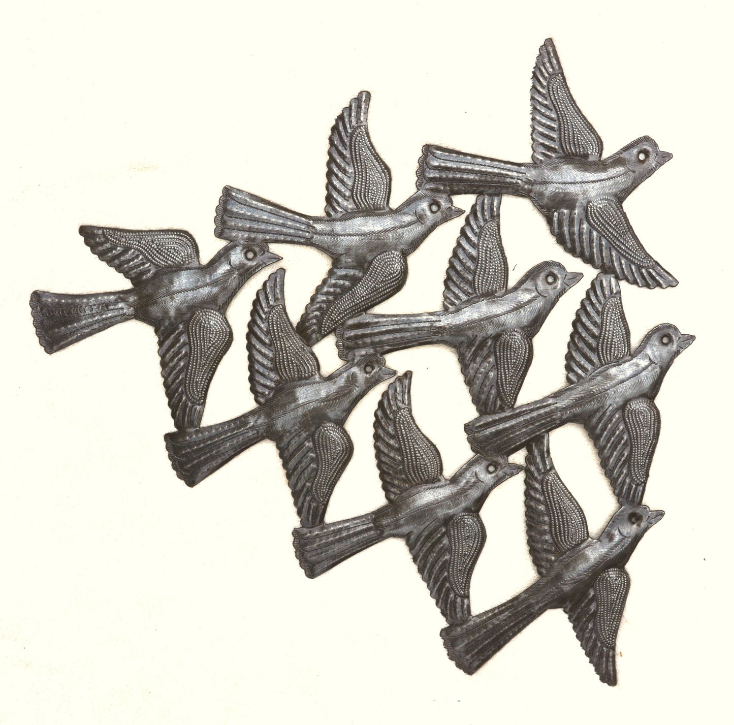 Flock of Hanging Birds, Metal Birds Decor, Wall Art from Haiti, Indoor Outdoor Nature Inspired Collection 15.5 x 12.5 Inches