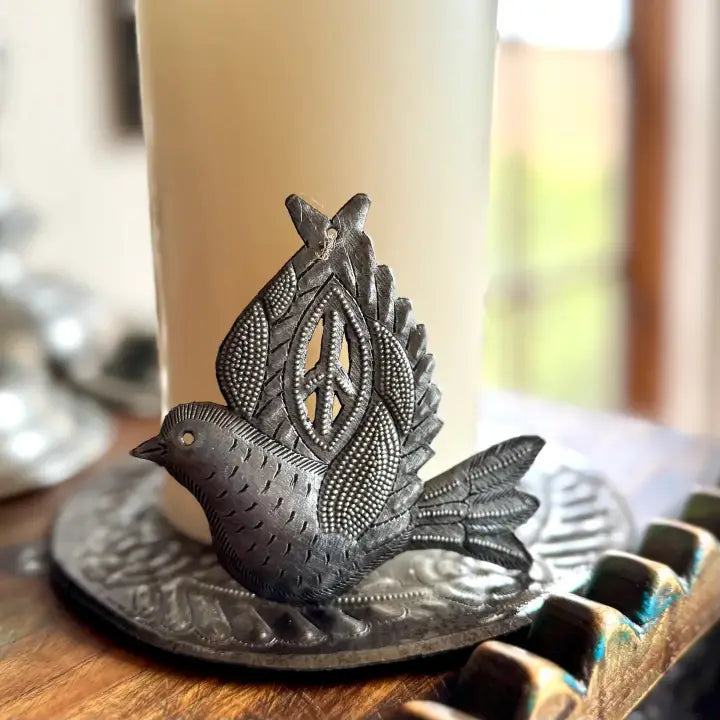 Dove of Peace, Handmade Christmas Ornament, Fair Trade 4"x4"