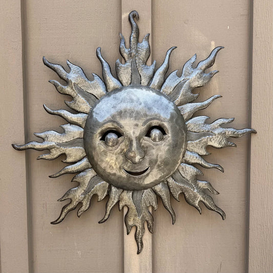 Haitian Sun Face Metal Wall Art Recycled Steel Oil Drum