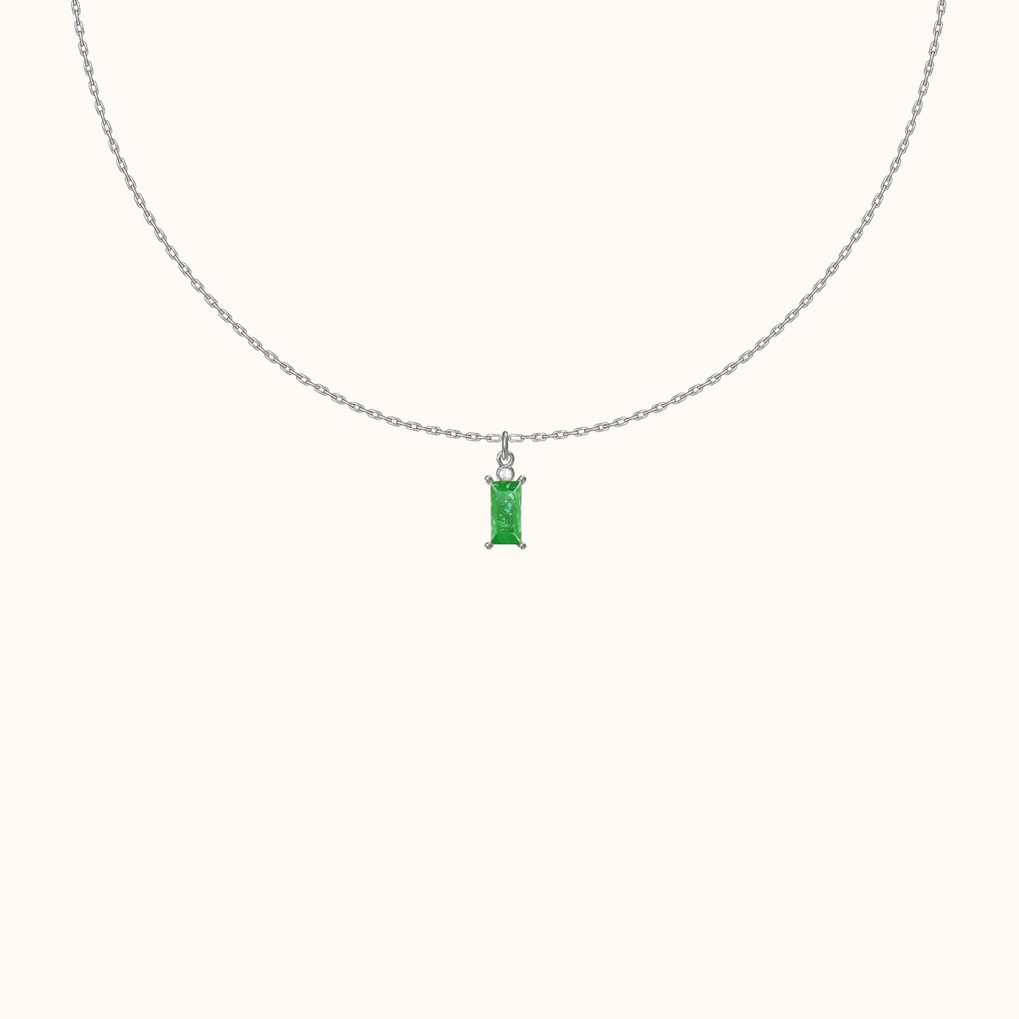 Sage Green Rectangle Gem Necklace