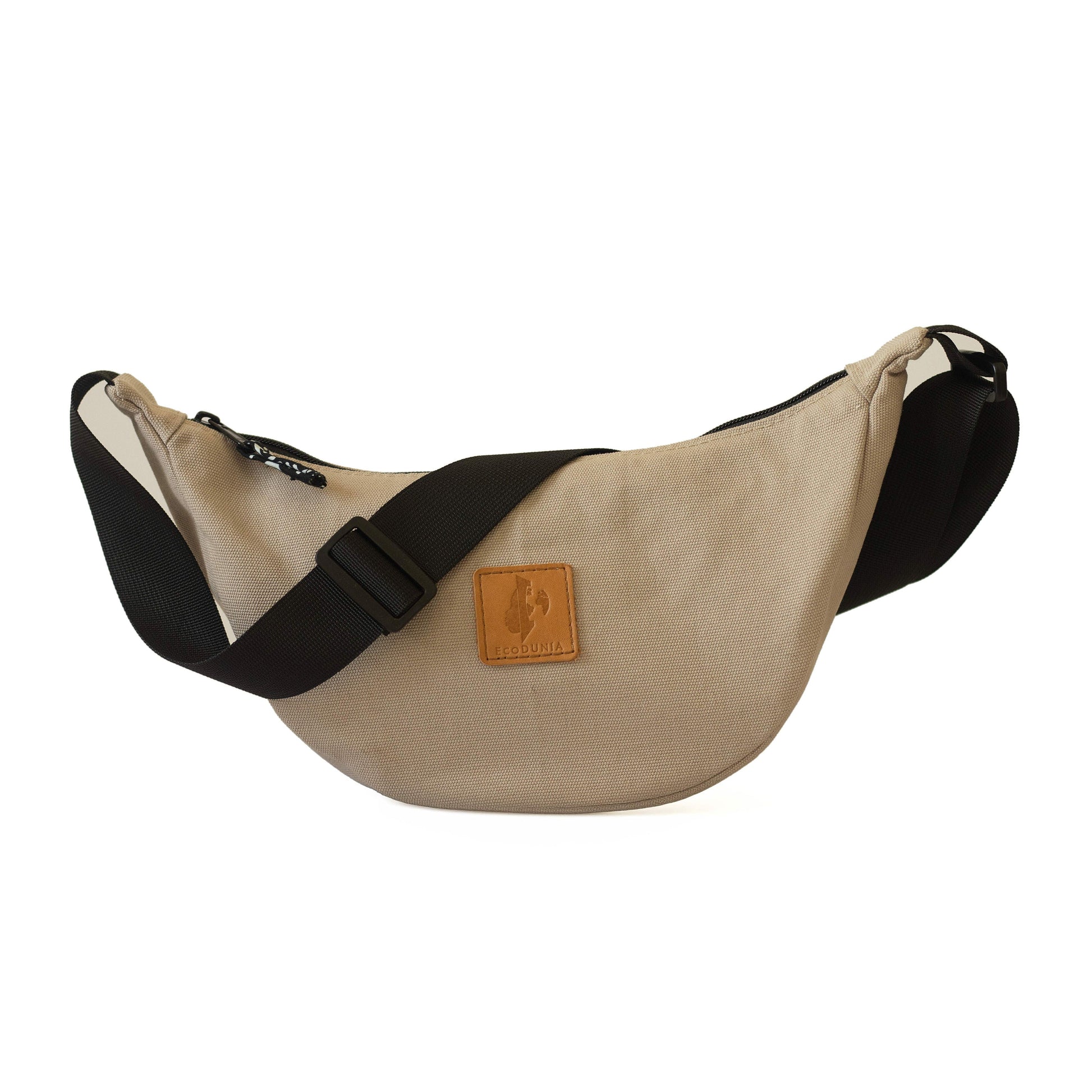 Canvas Forest Green Round Mini Shoulder Bag #color_sand-white