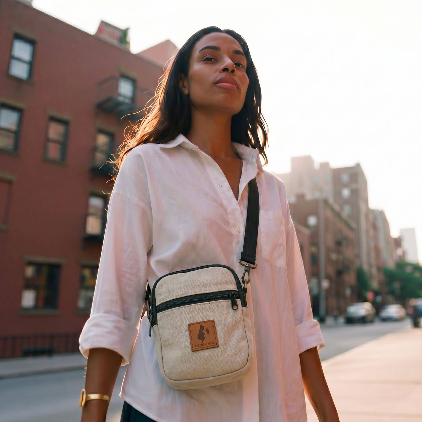 Rozi Canvas Crossbody Bag 1L | Mini Shoulder Bag #color_sand-white