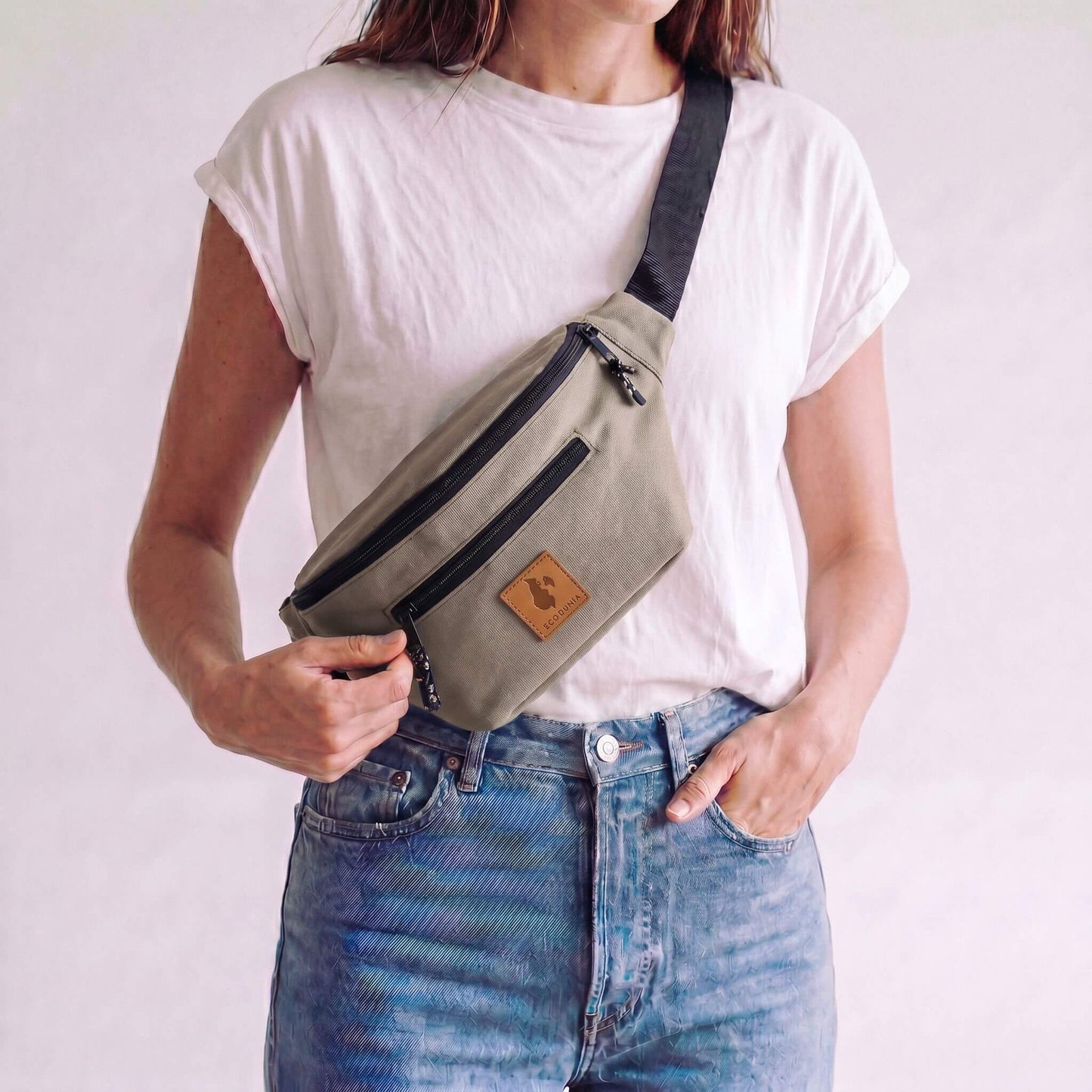 Anto Canvas Crossbody Fanny Pack #color_sand-white