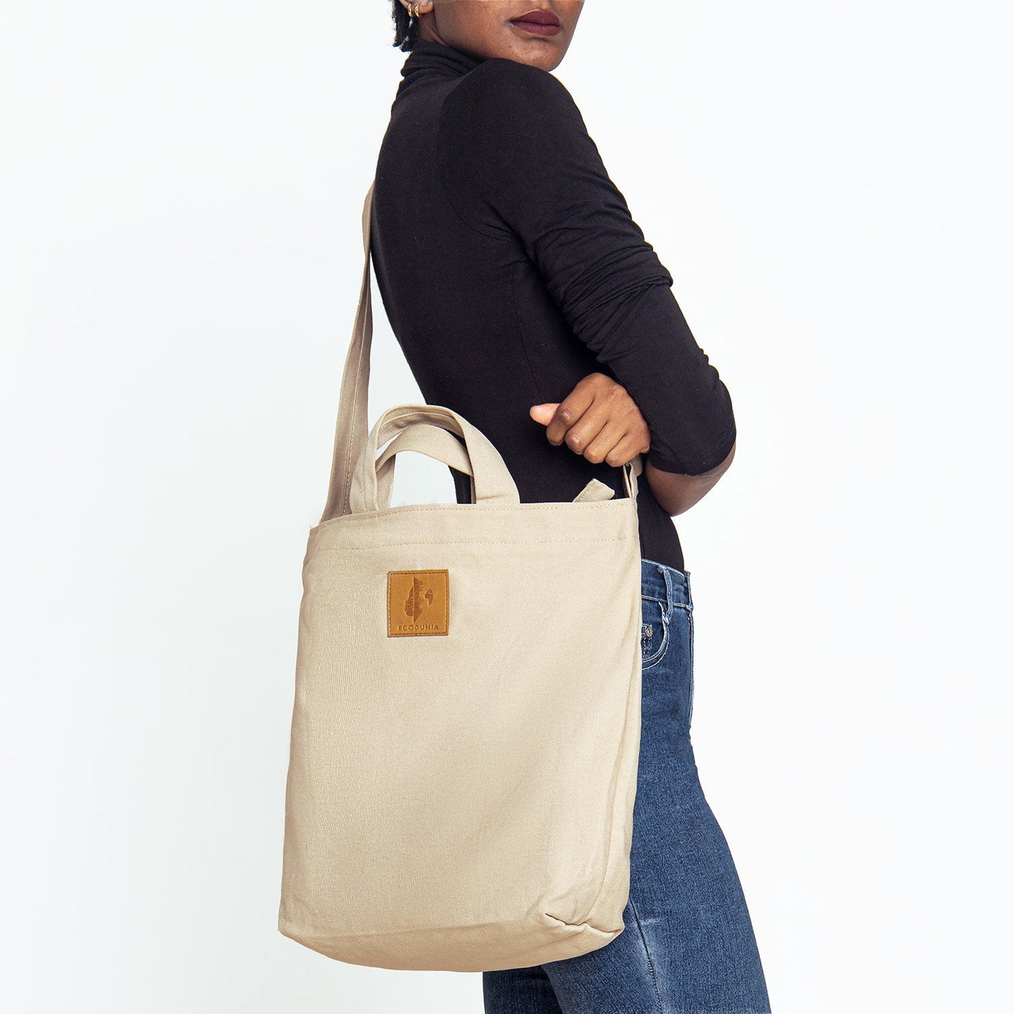 Canvas Carry-All Crossbody Bag for Men & Women | Amani #color_sand-white