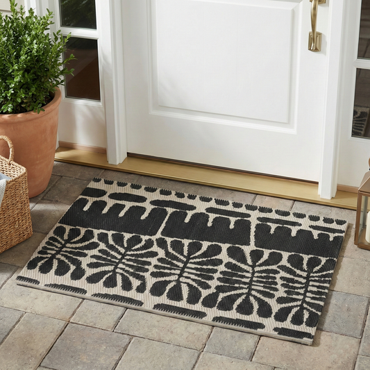 Serowe Black Outdoor Doormat - 24" x 36" Non-Slip, Recycled Plastic
