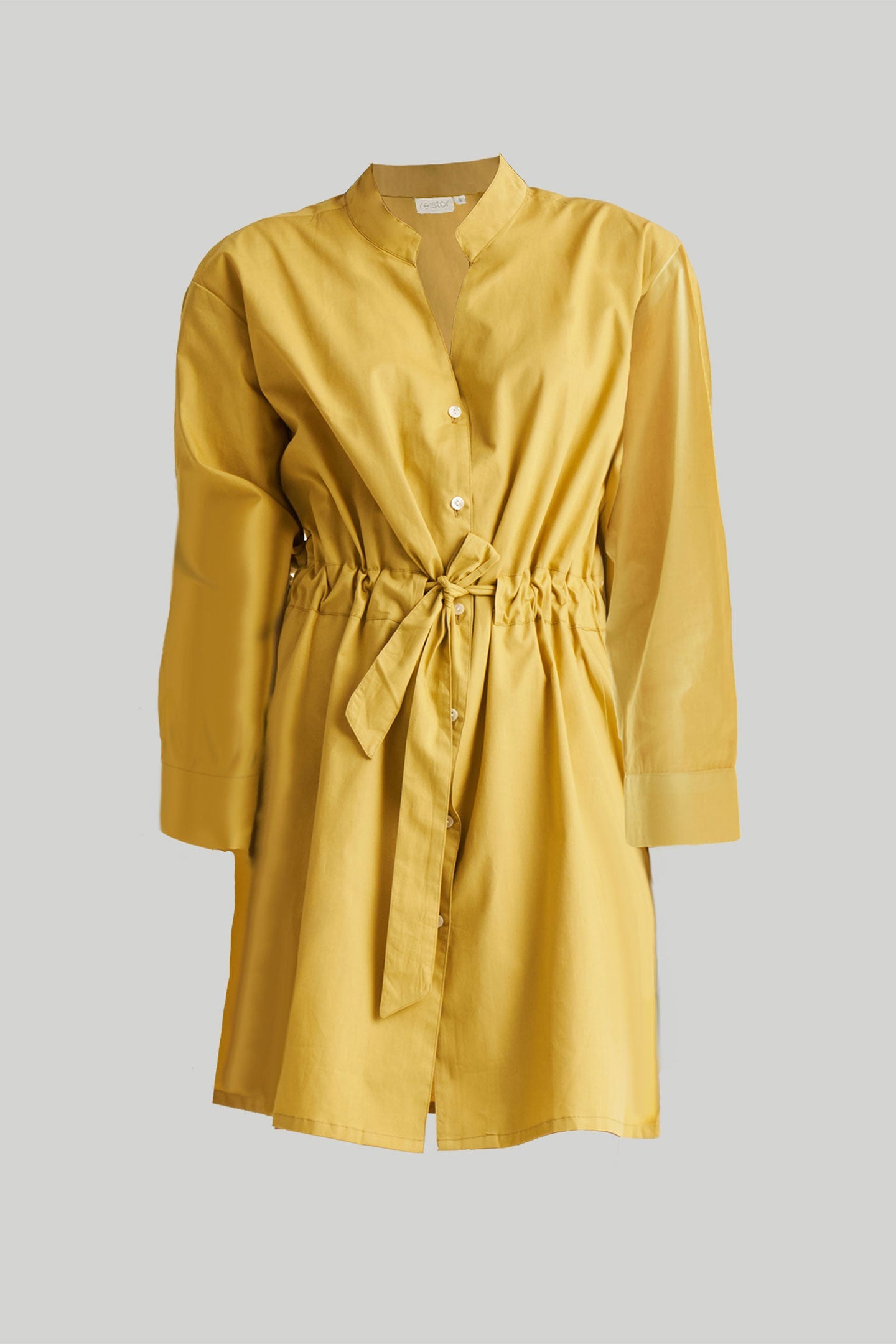 Short Tie Waist Dress in Tuscan Sun Flat Lay