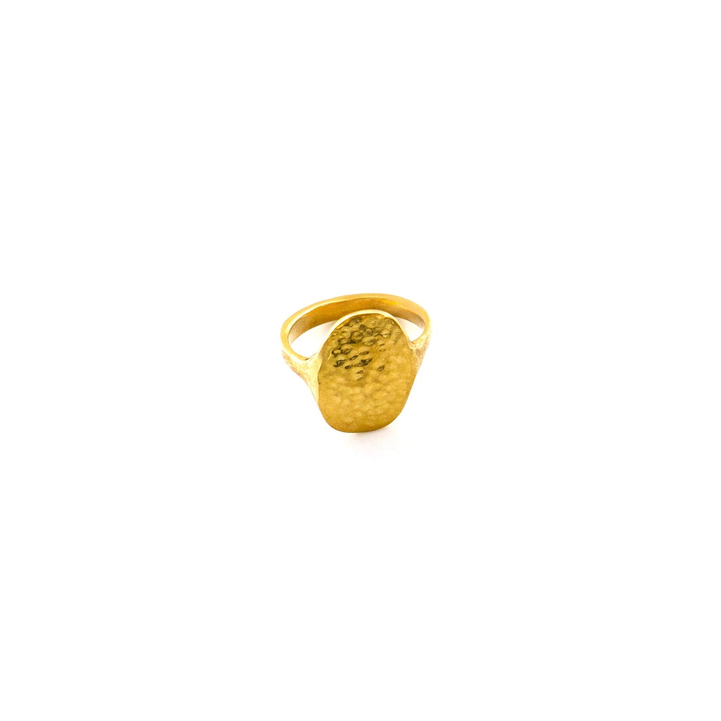 Brass Hammered Oval Signet Ring | Sima Ecodunia