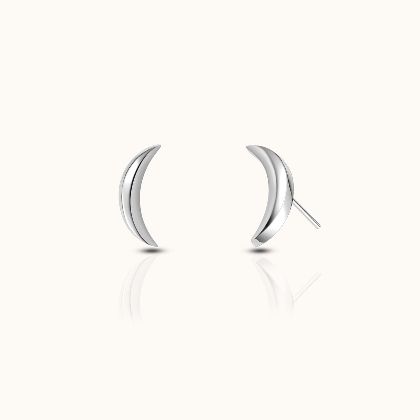 Sleek Crescent Moon Threadless Labret Titanium Flat Back Earring
