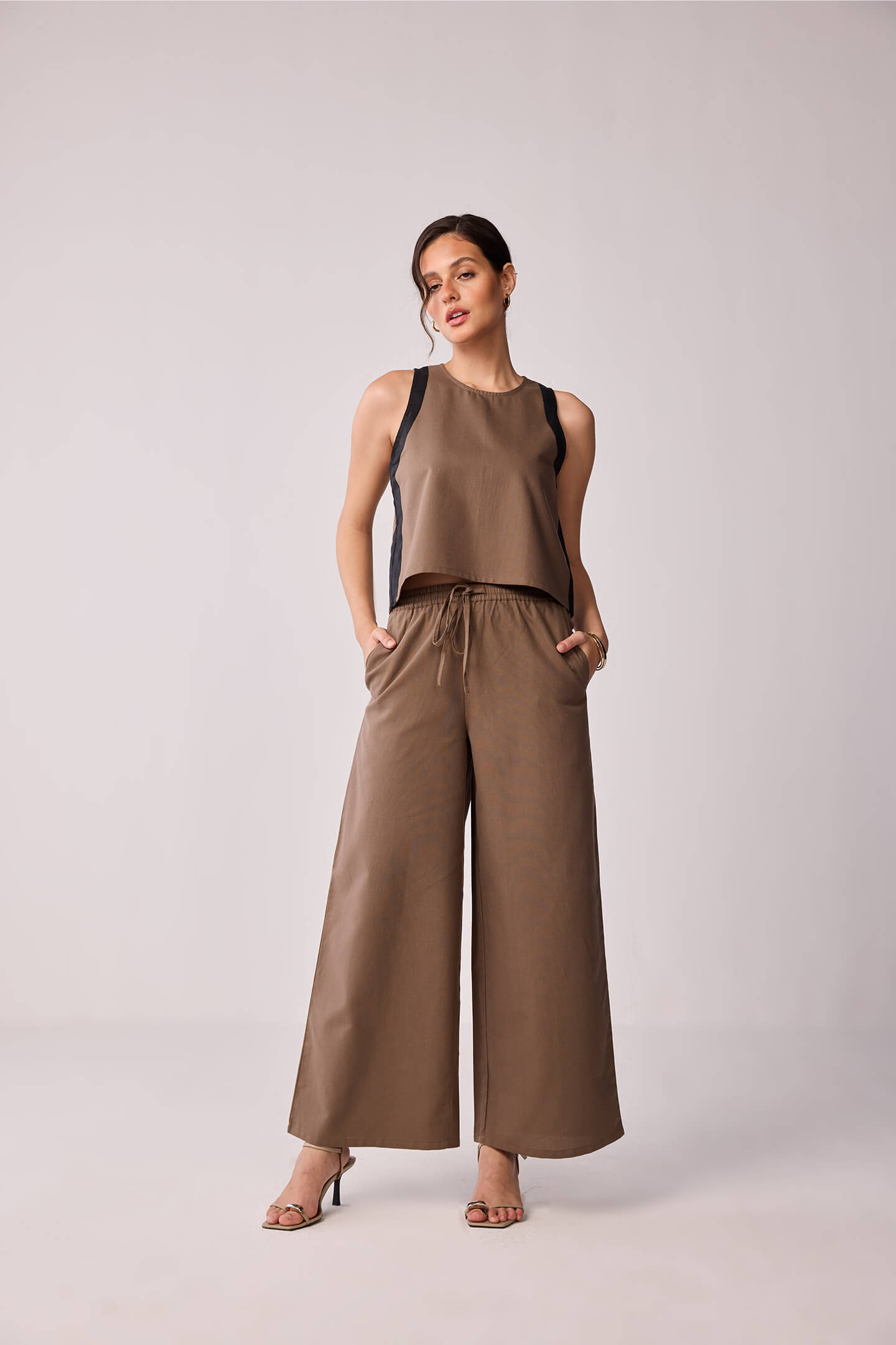 Sleeveless Colorblock Top in Brown and Black