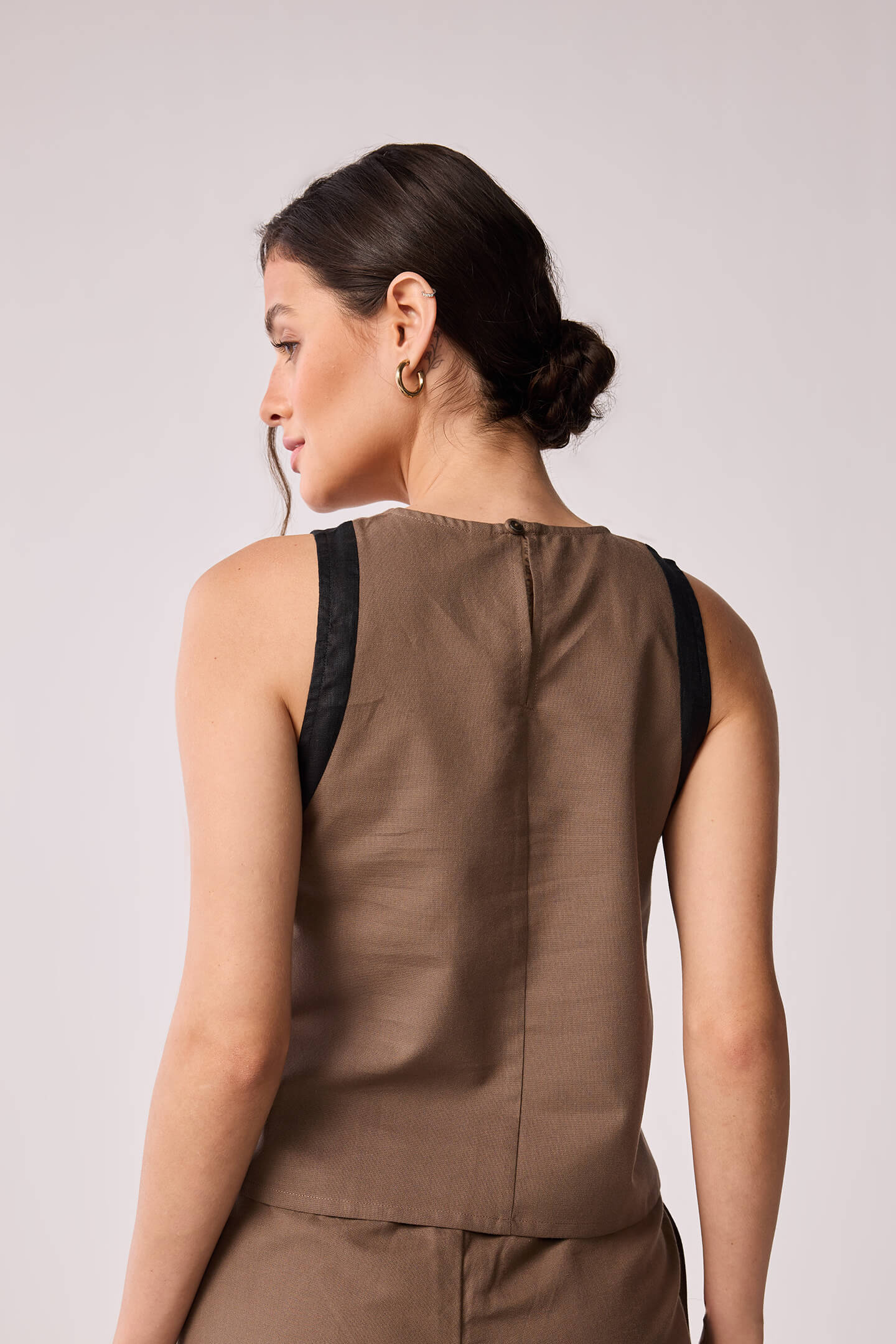 Sleeveless Colorblock Top in Brown and Black