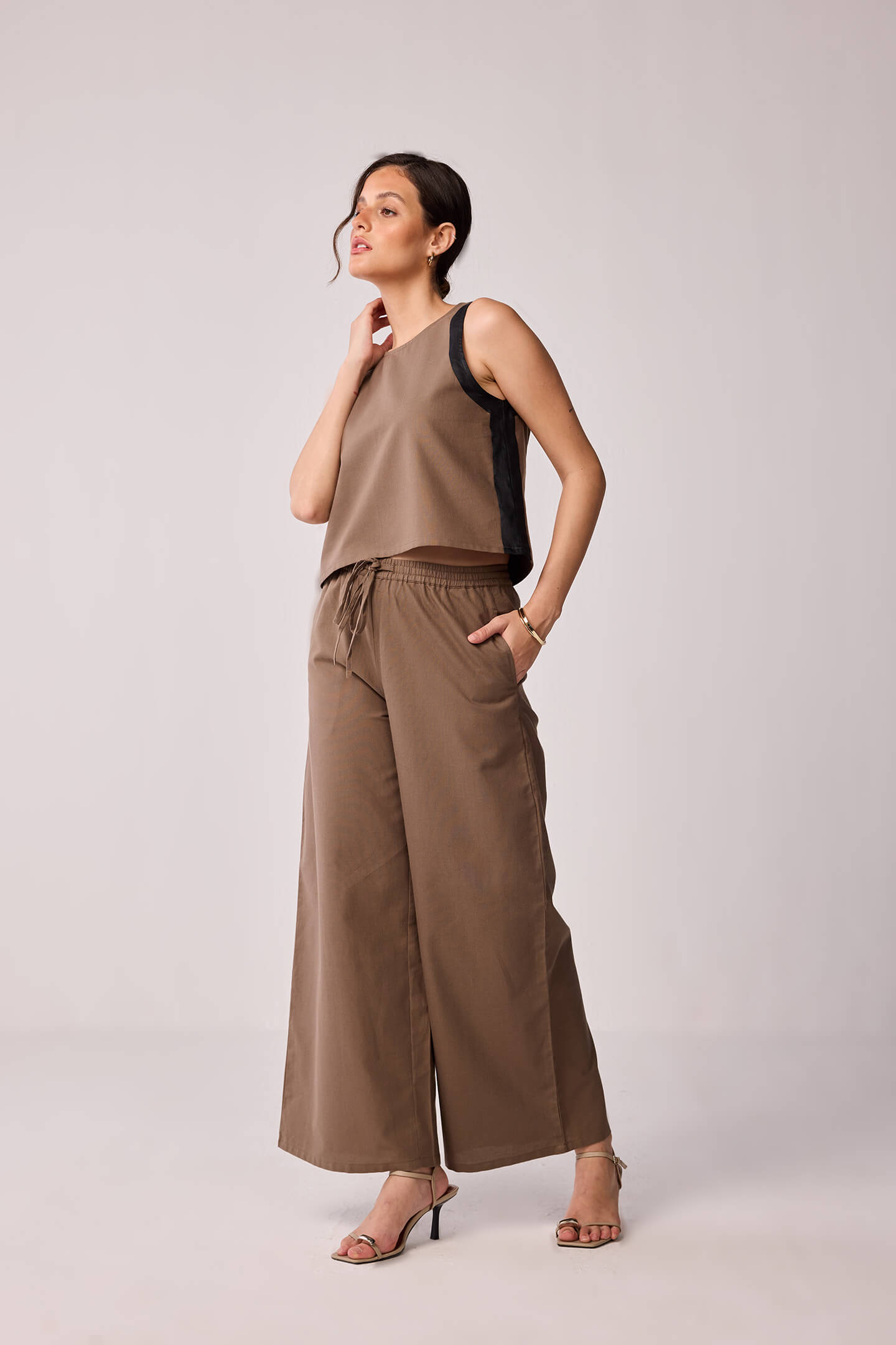 Sleeveless Colorblock Top in Brown and Black