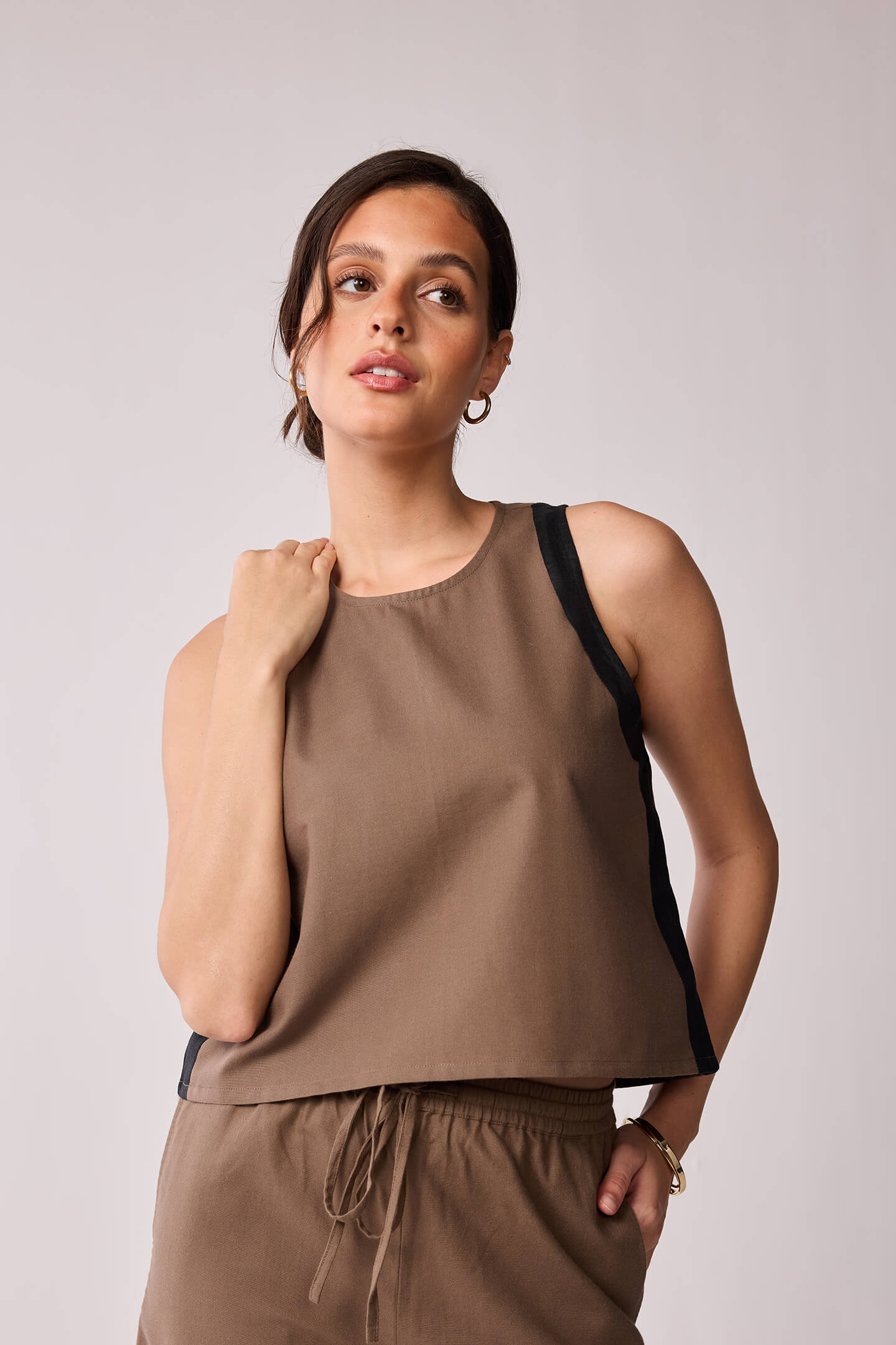 Sleeveless Colorblock Top in Brown and Black