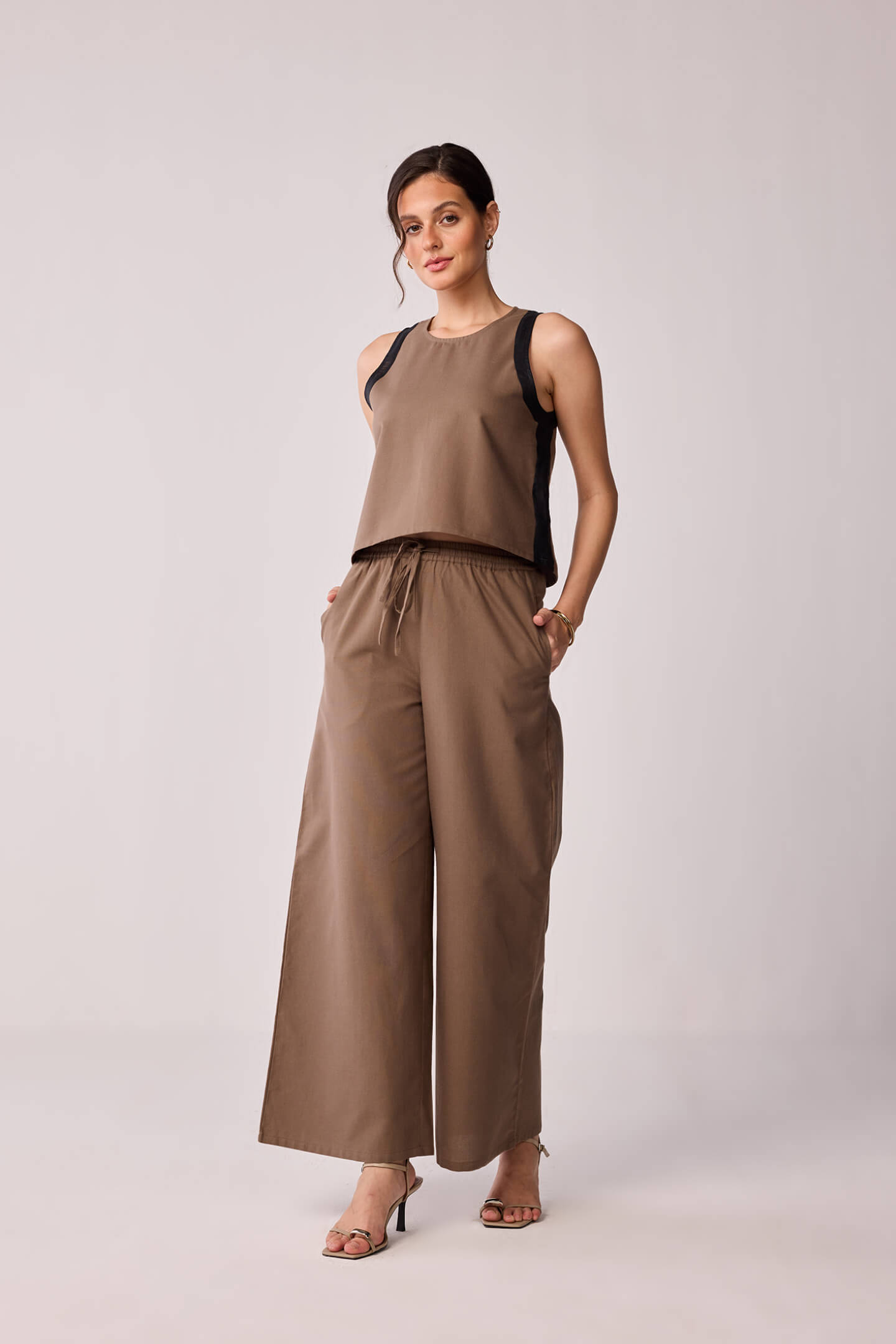 Sleeveless Colorblock Top in Brown and Black