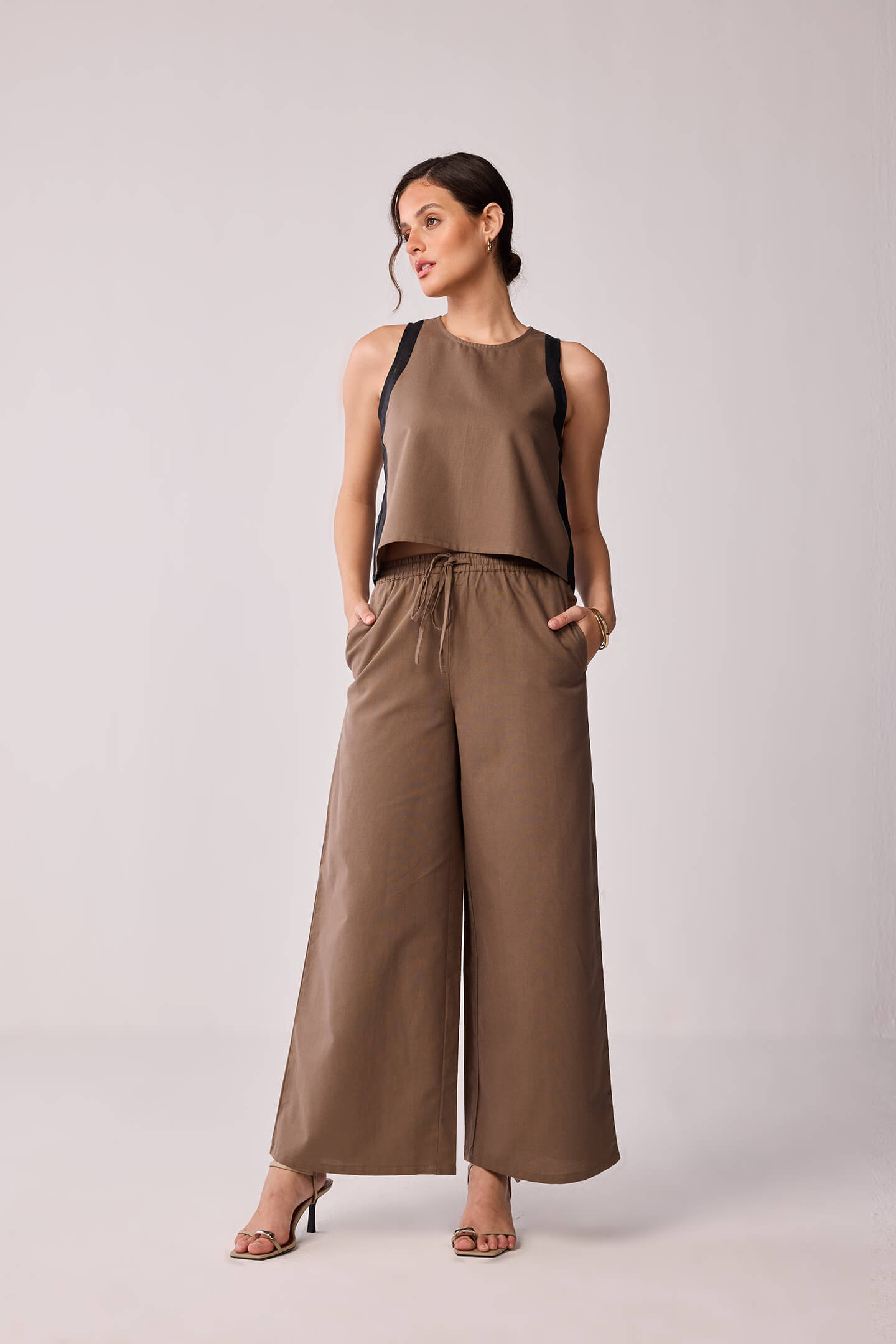 Sleeveless Colorblock Top in Brown and Black