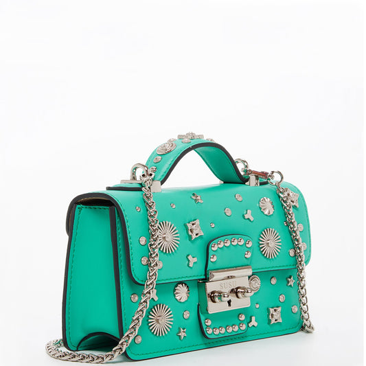 SUSU Small Leather Crossbody Bag Green Purse