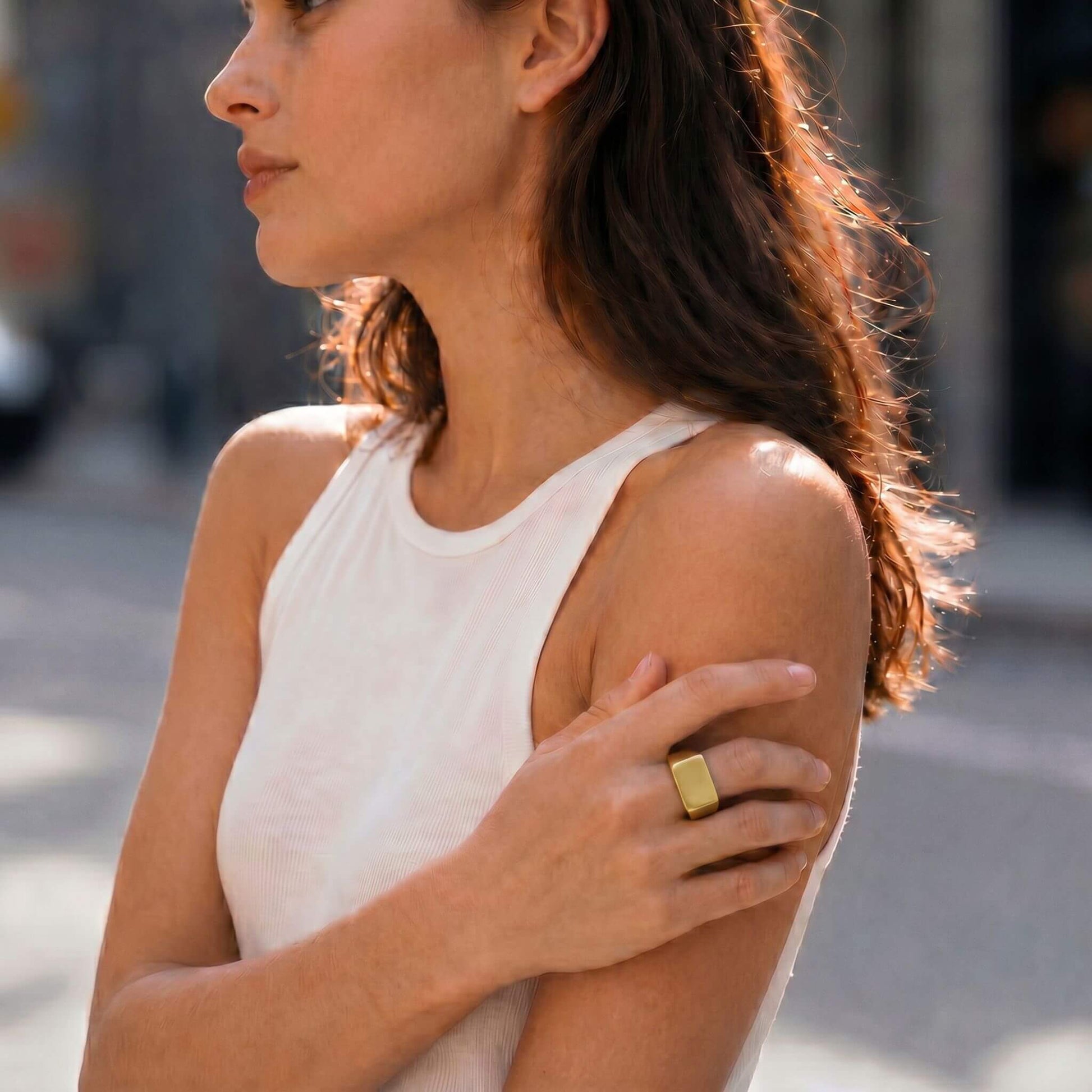 Smooth Brass Signet Square Ring | Kito Ecodunia