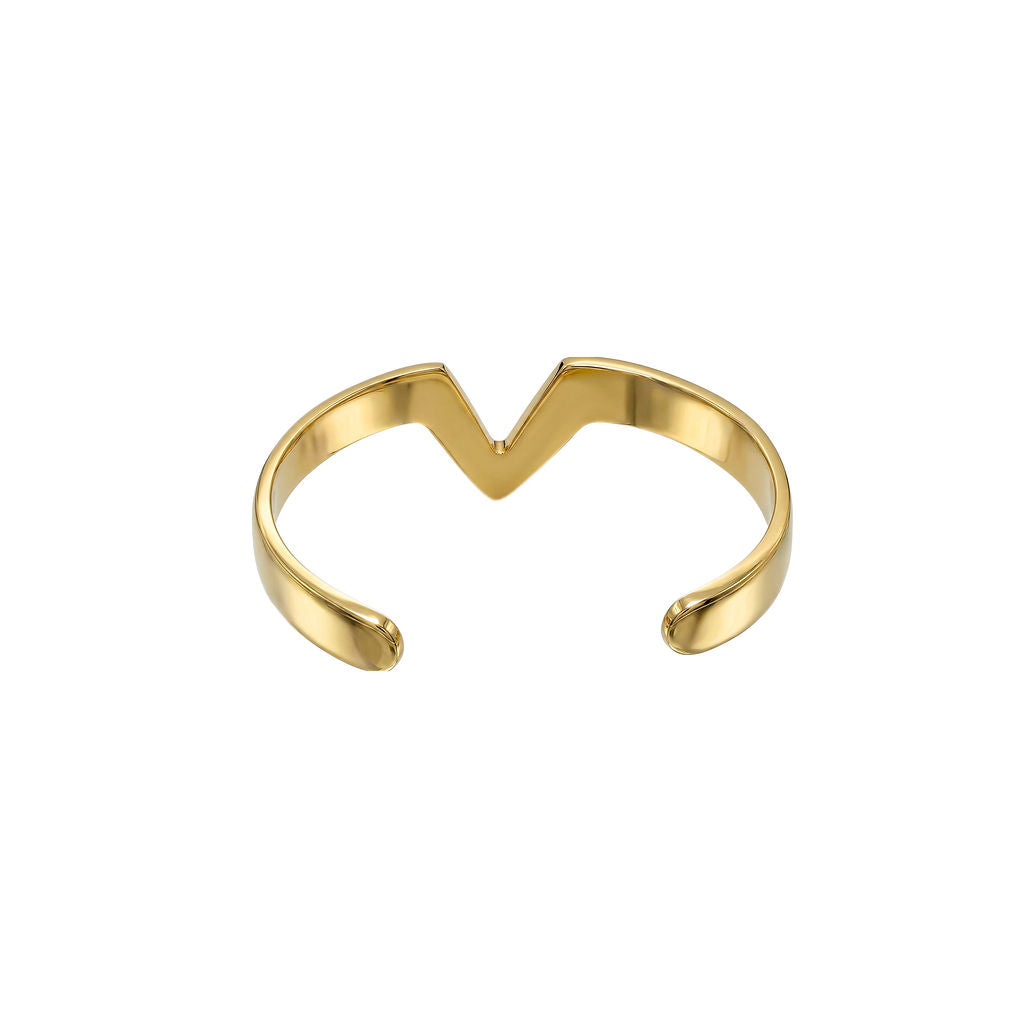 Adjustable Brass Open V-Shaped Cuff Bracelet - Nyeupe Ecodunia