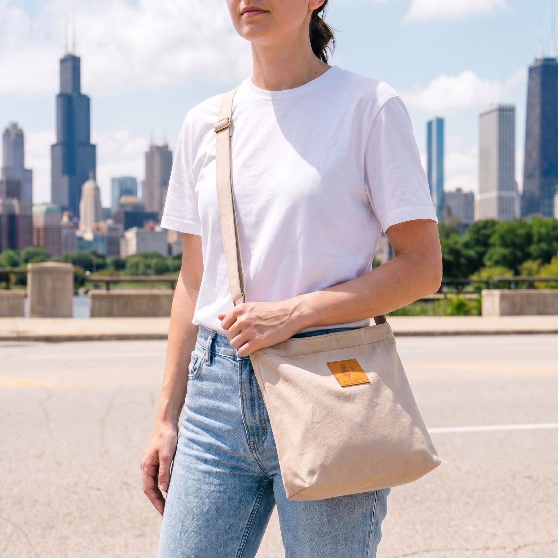Canvas Mini Crossbody Bag for Men & Women | Amani #color_sand-white
