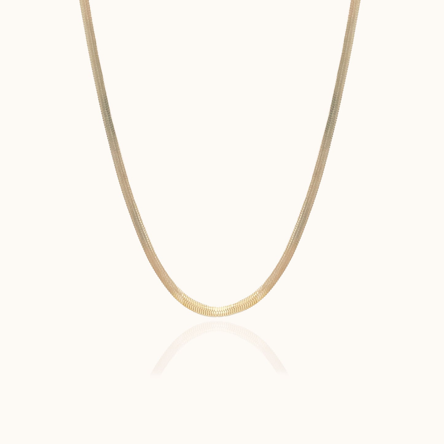 Gold Flat Herringbone Snake Chain Necklace