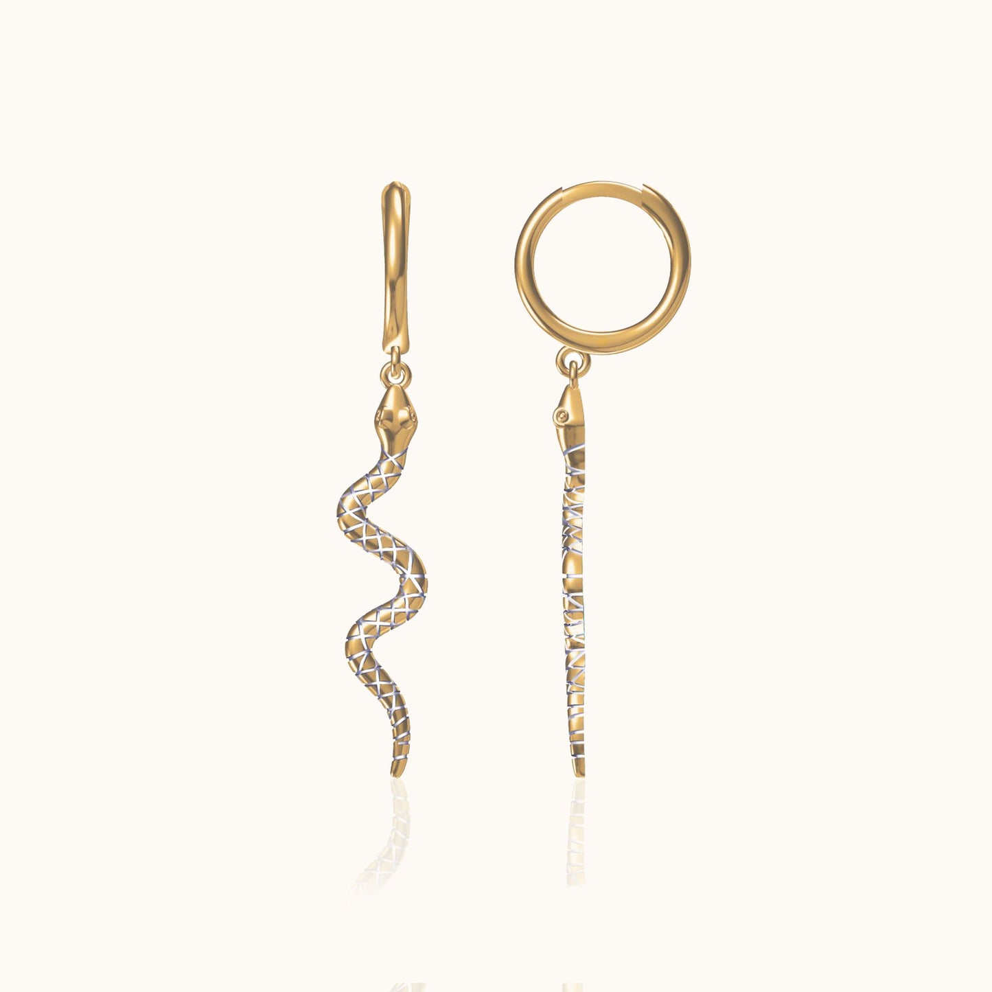 Snake Dangle Huggie Hoop Earrings